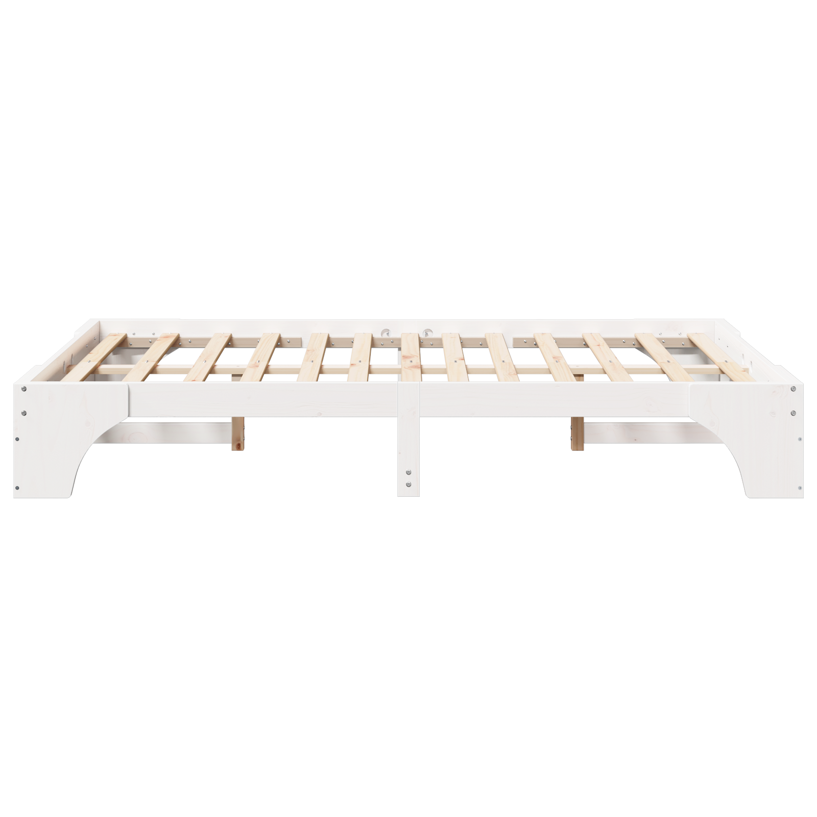 Bed Frame White Solid wood, Lacquered finish 135 x 190 cm Sturdy - Image 7