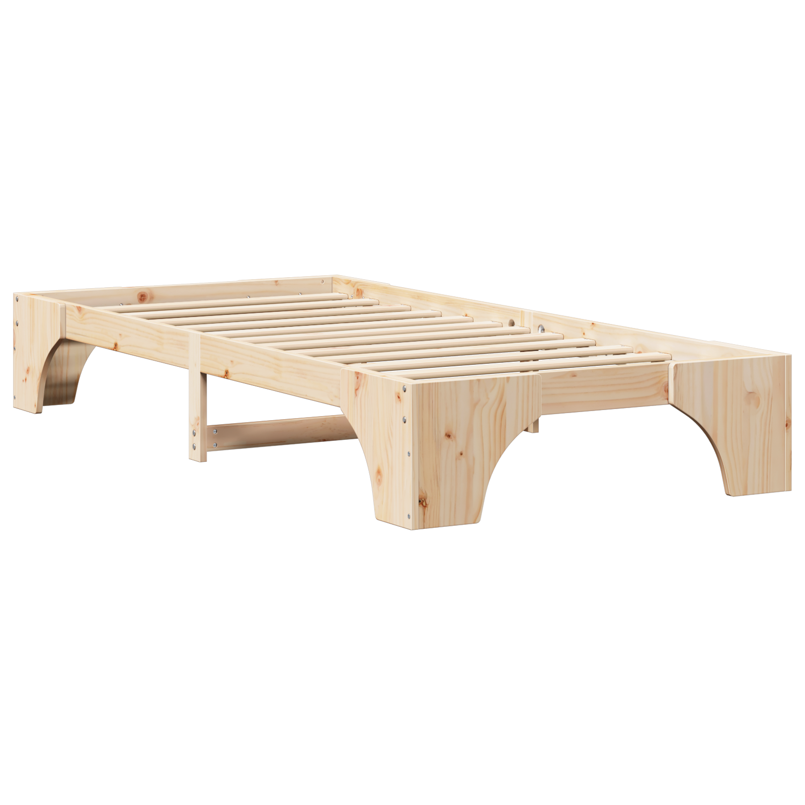Bed Frame Natural Solid pine wood 100 x 200 cm Durable - Image 8