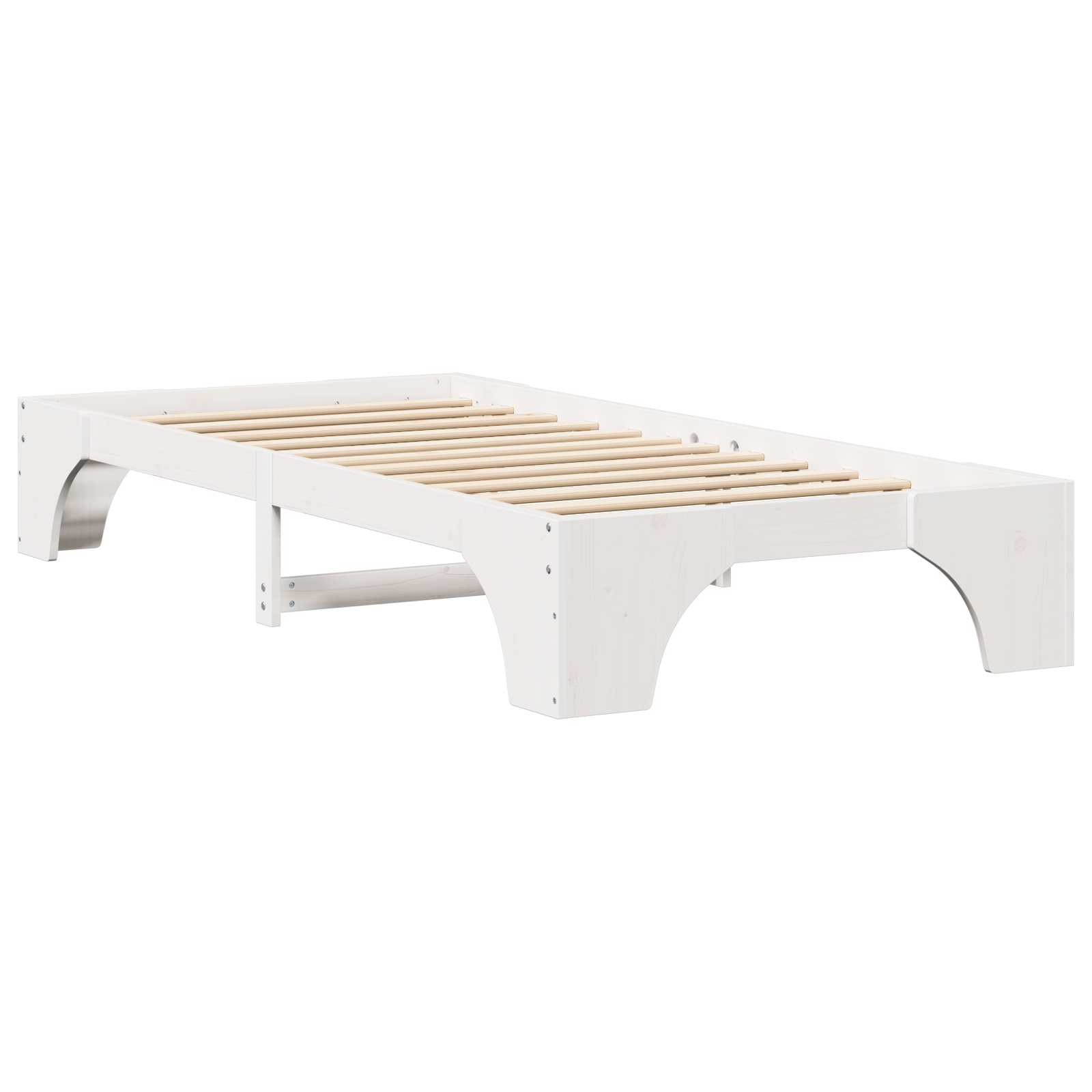 Bed Frame White Wood 100 x 200 cm Rectangular - Image 8