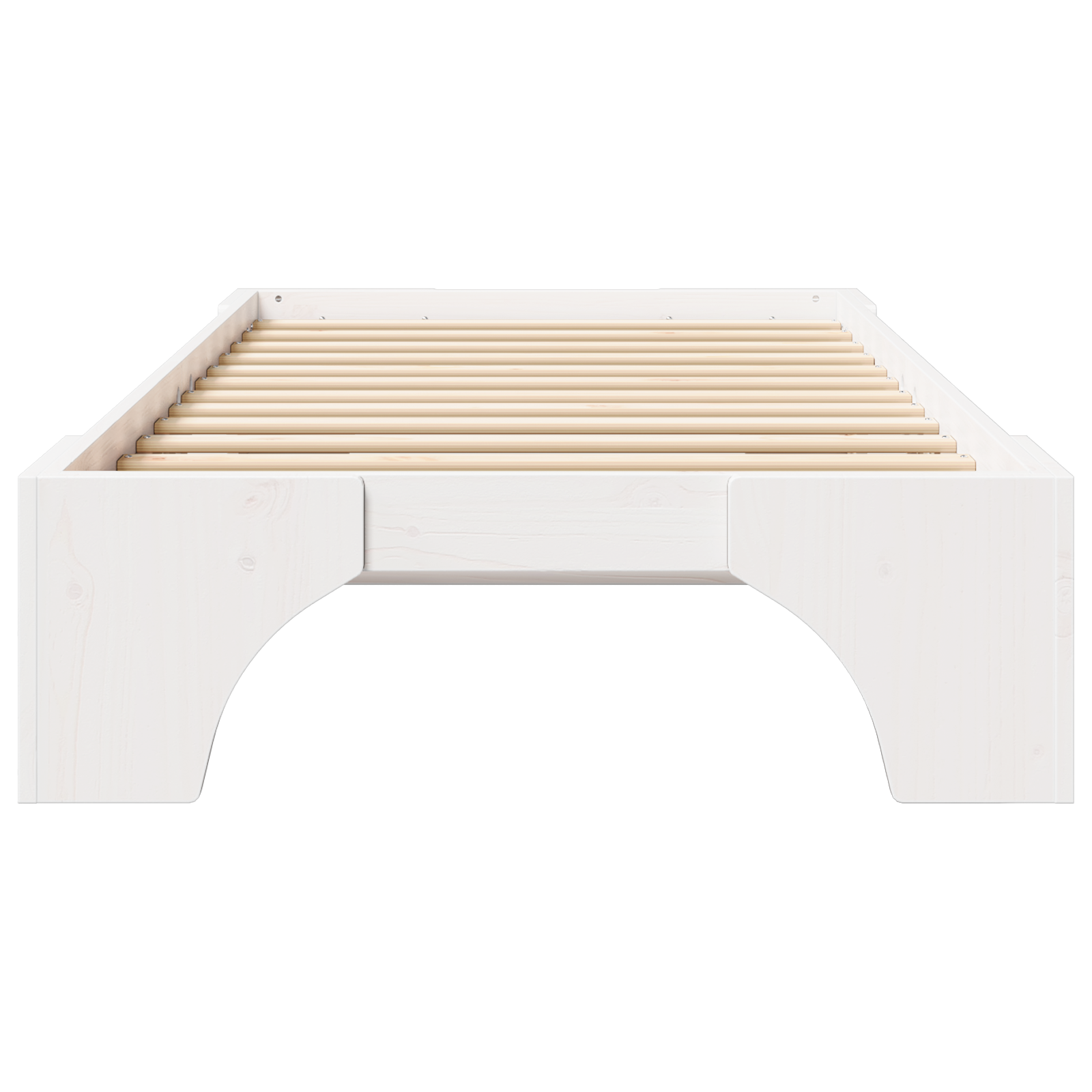 Bed Frame White Wood 100 x 200 cm Rectangular - Image 6