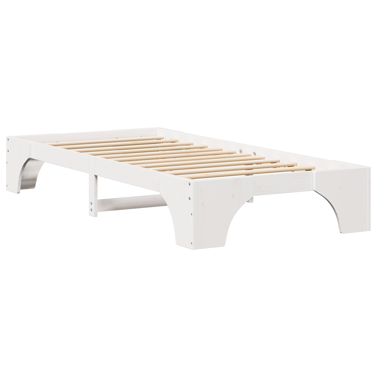 Bed Frame White Wood 90 x 190 cm Minimalistic Bed Frame - Image 3