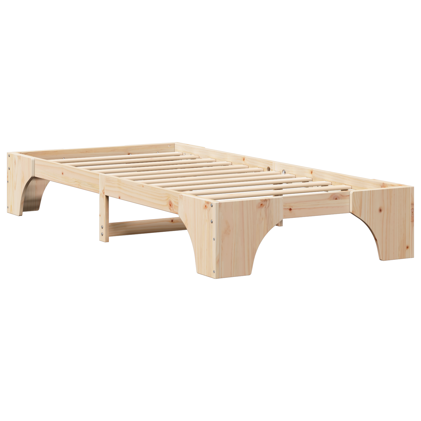 Natural Bed Frame Natural wood Solid Pine wood 75 x 190 cm Simple - Image 3