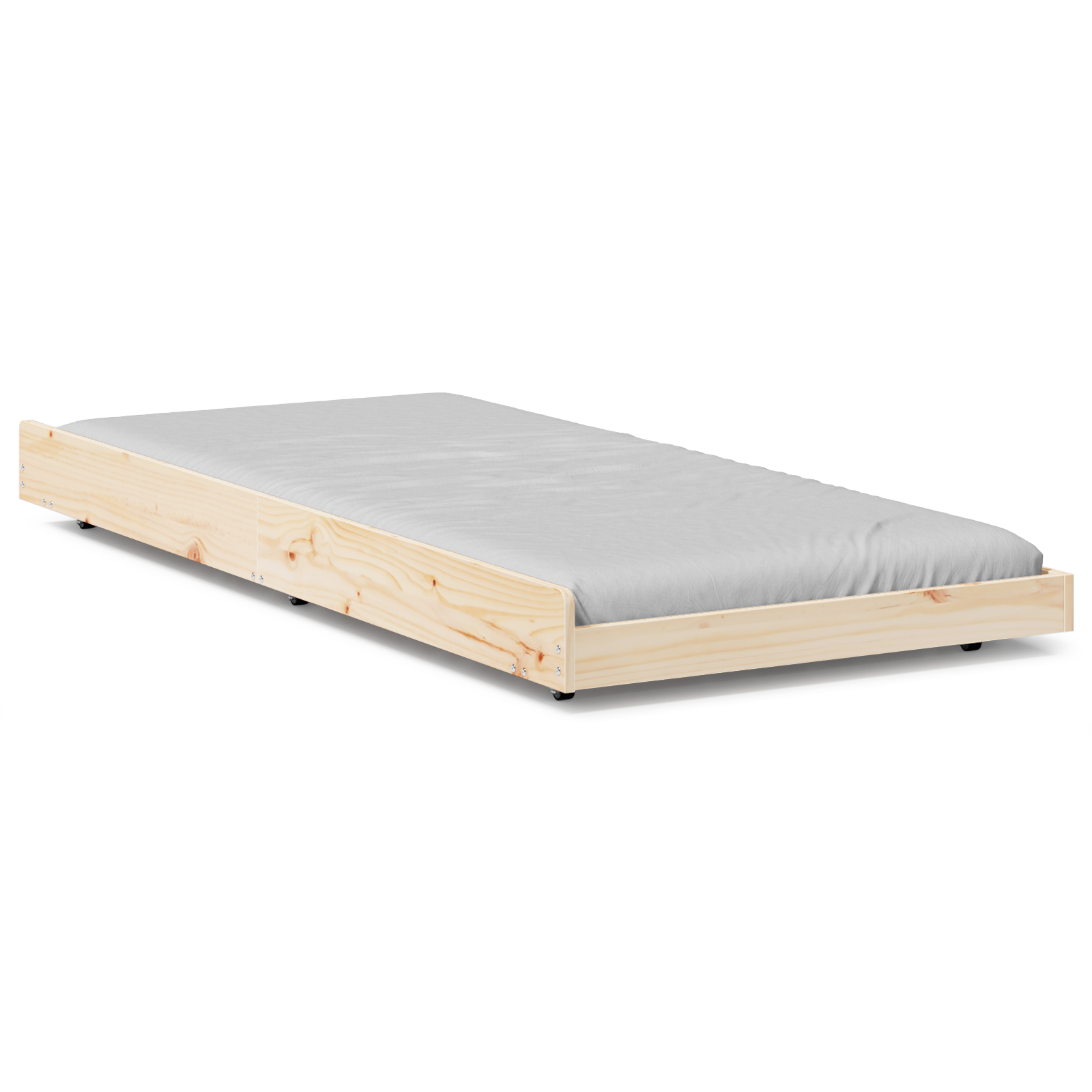 Bed Frame Natural Solid Pine Wood 90 x 200 cm Portable - Image 4