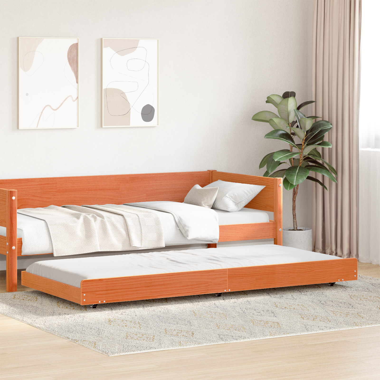 Bed Frame Wax Brown Solid Pine Wood 90 x 200 cm Durable - Image 5