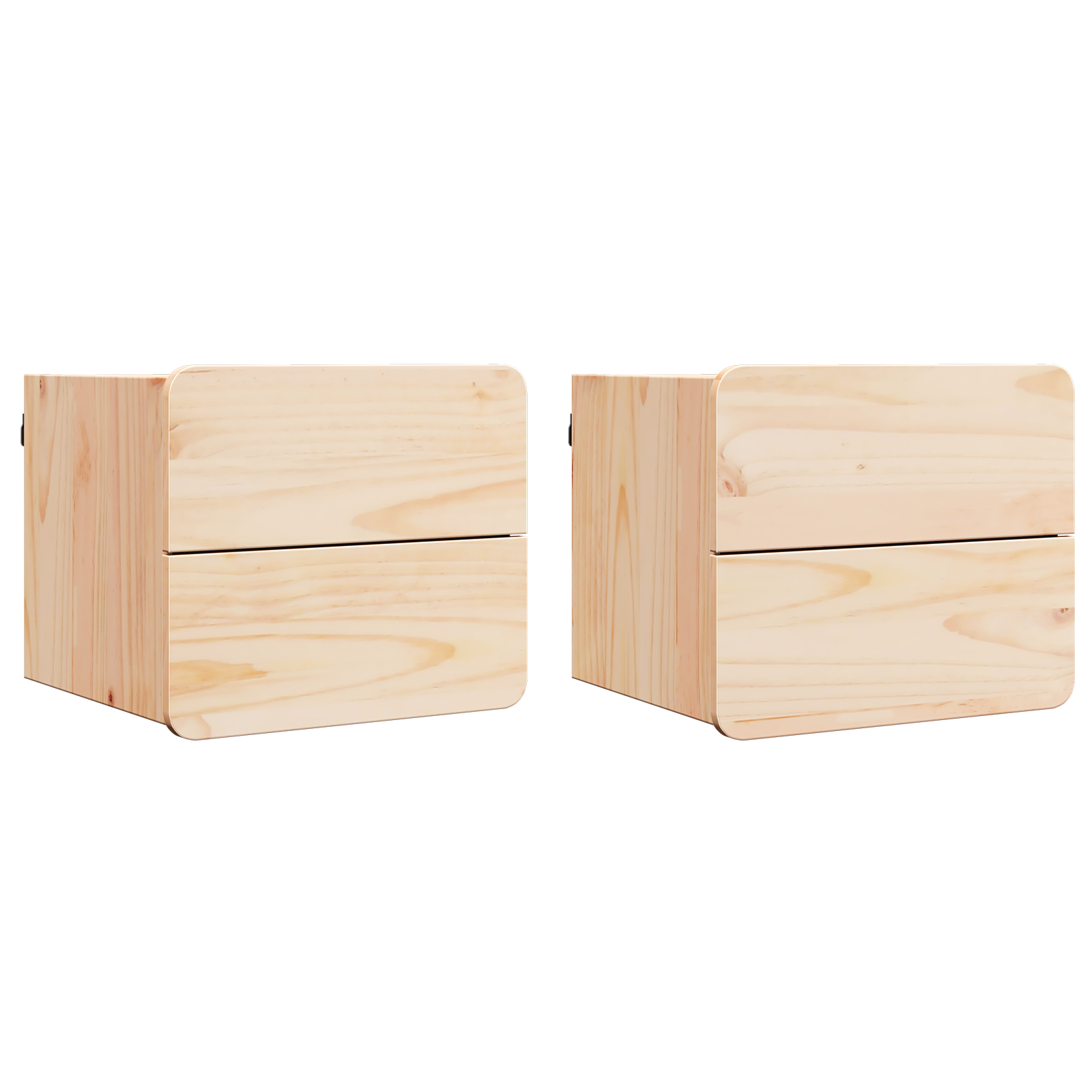 Nachtkastje 2 pcs Naturel 39 x 34 x 33 cm Massief grenenhout image 2
