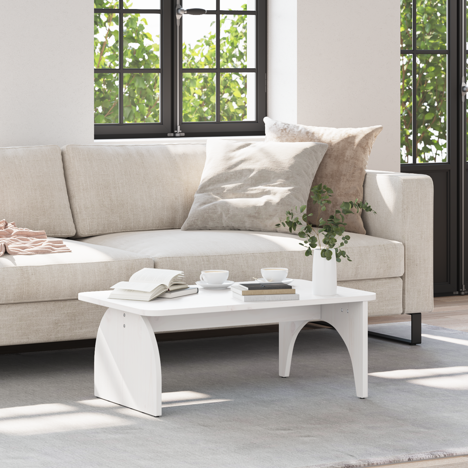Salontafel Wit 80 x 50 x 31 cm Massief grenenhout