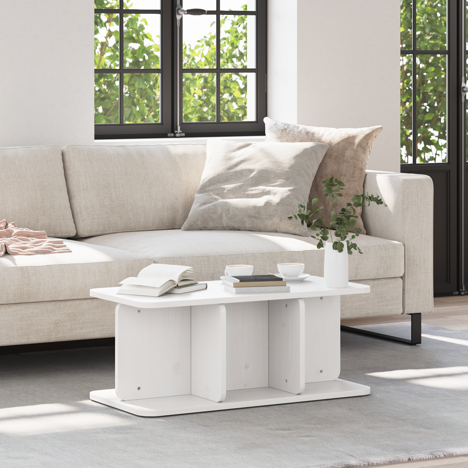 Salontafel Wit 80 x 39.5 x 33.5 cm Massief grenenhout
