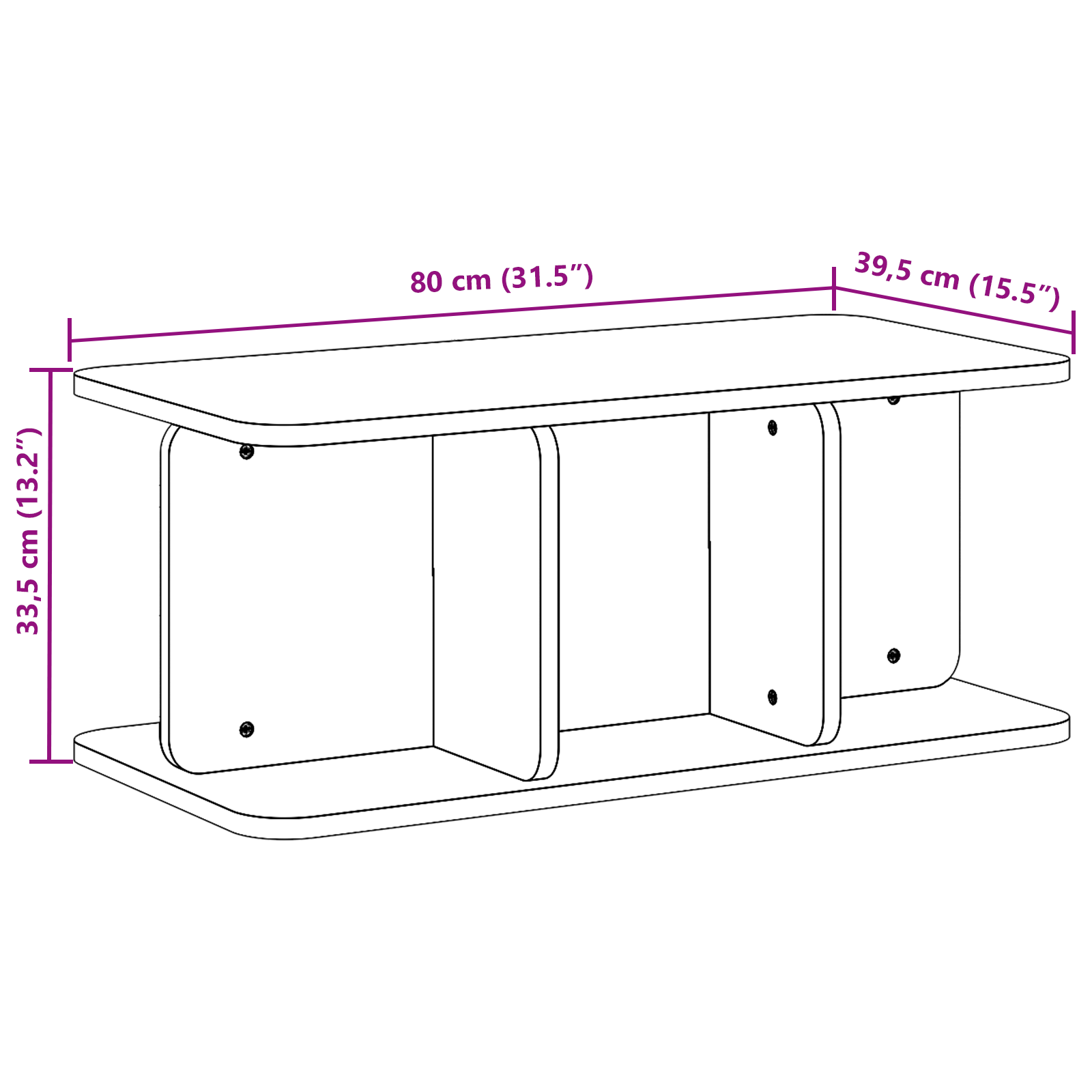 Salontafel Wit 80 x 39,5 x 33,5 cm Massief grenenhout image 11