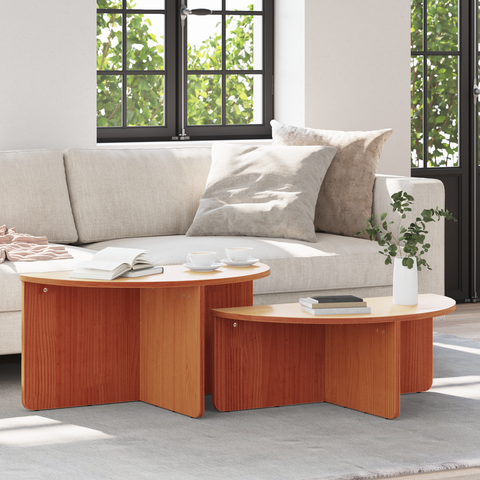 Salontafel 2 pcs Wasbruin 79 x 39.5 x 40 cm Massief grenenhout
