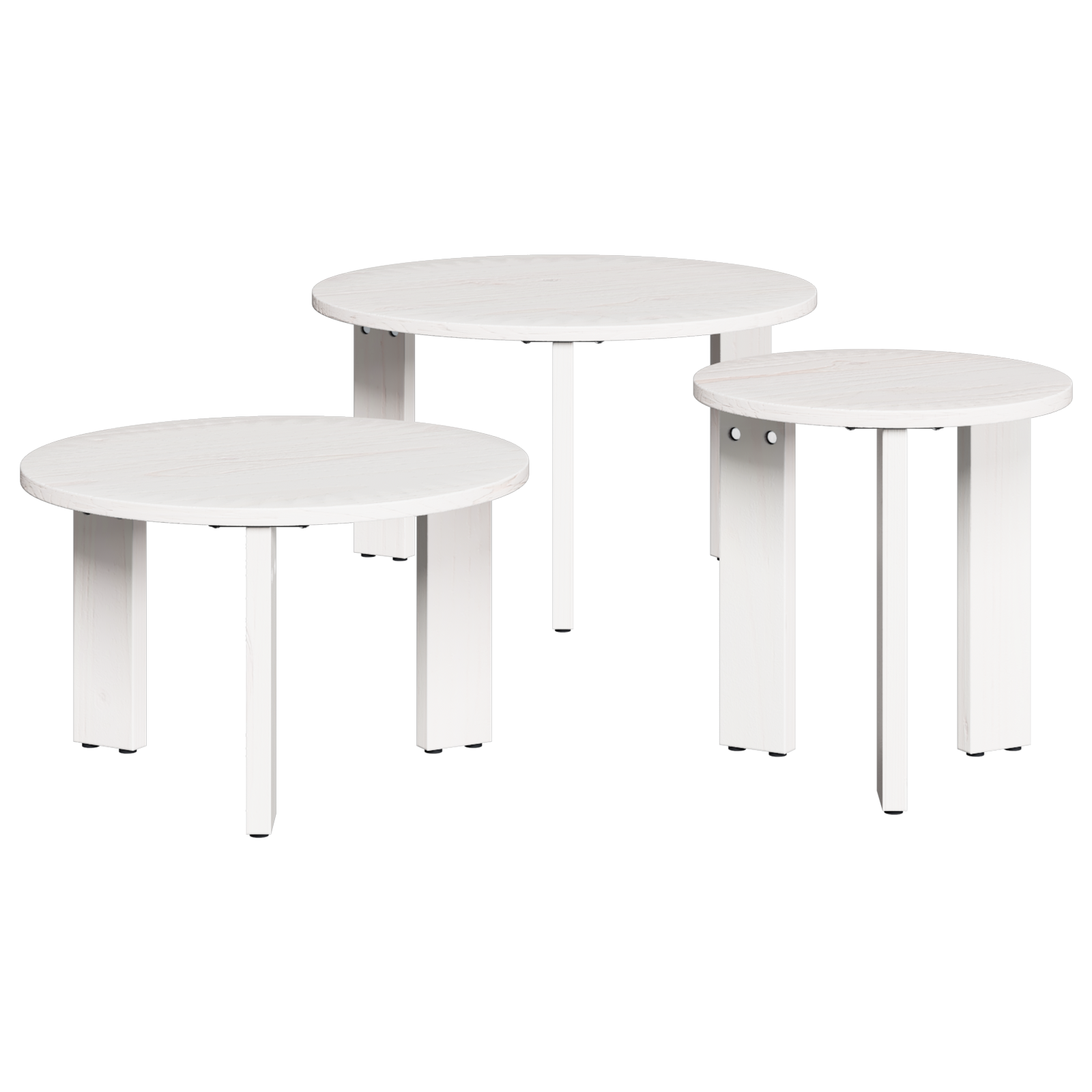 Комплект кафе маса 3 pcs Бял 47.5 x 47.5 x 27 см - Image 2