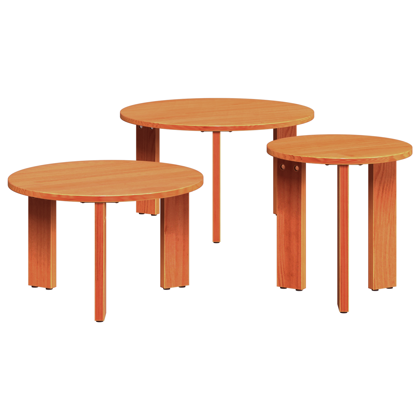 Комплект кафе маса 3 pcs Восъчнокафяв 47.5 x 47.5 x 27 см - Image 2