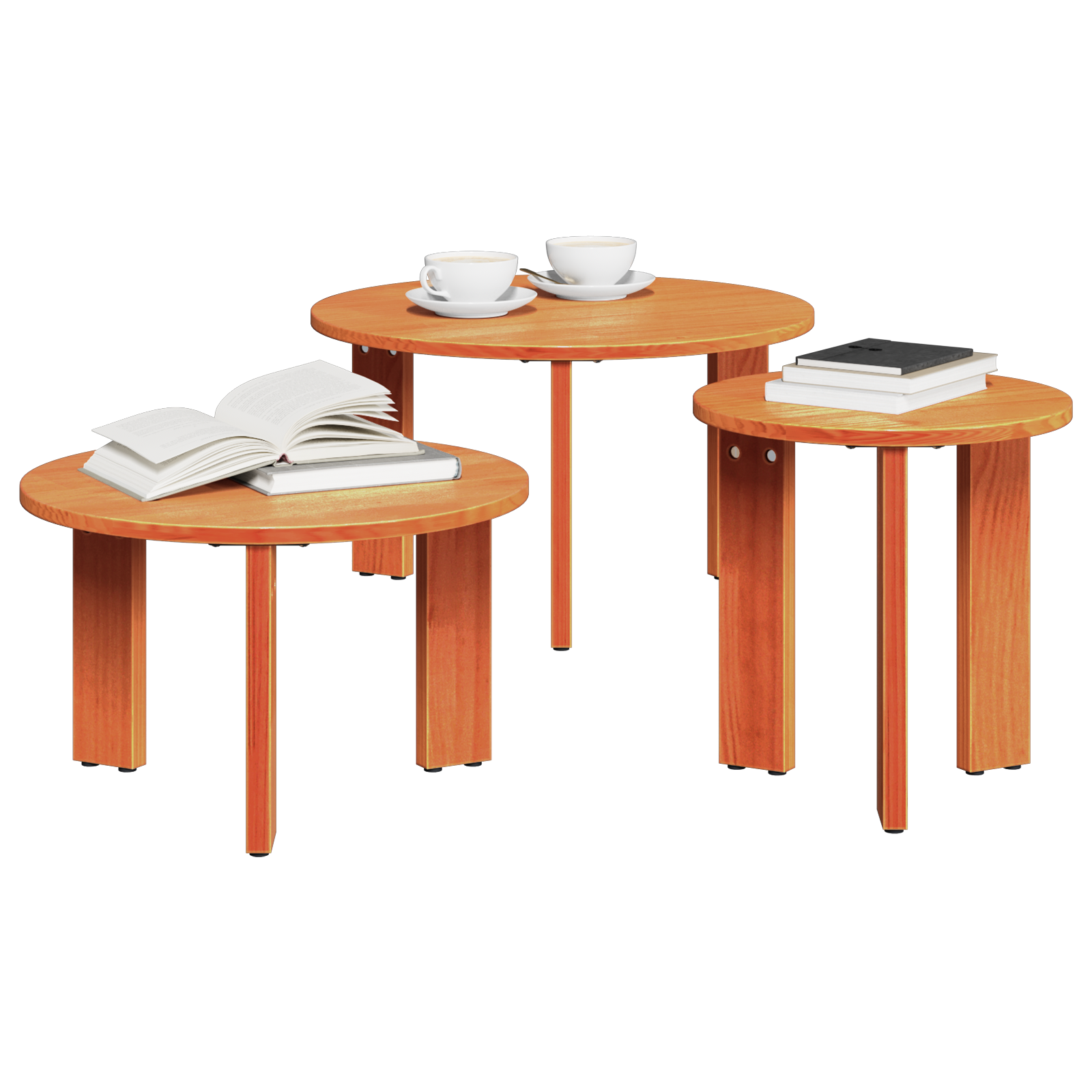 Комплект кафе маса 3 pcs Восъчнокафяв 47.5 x 47.5 x 27 см - Image 3