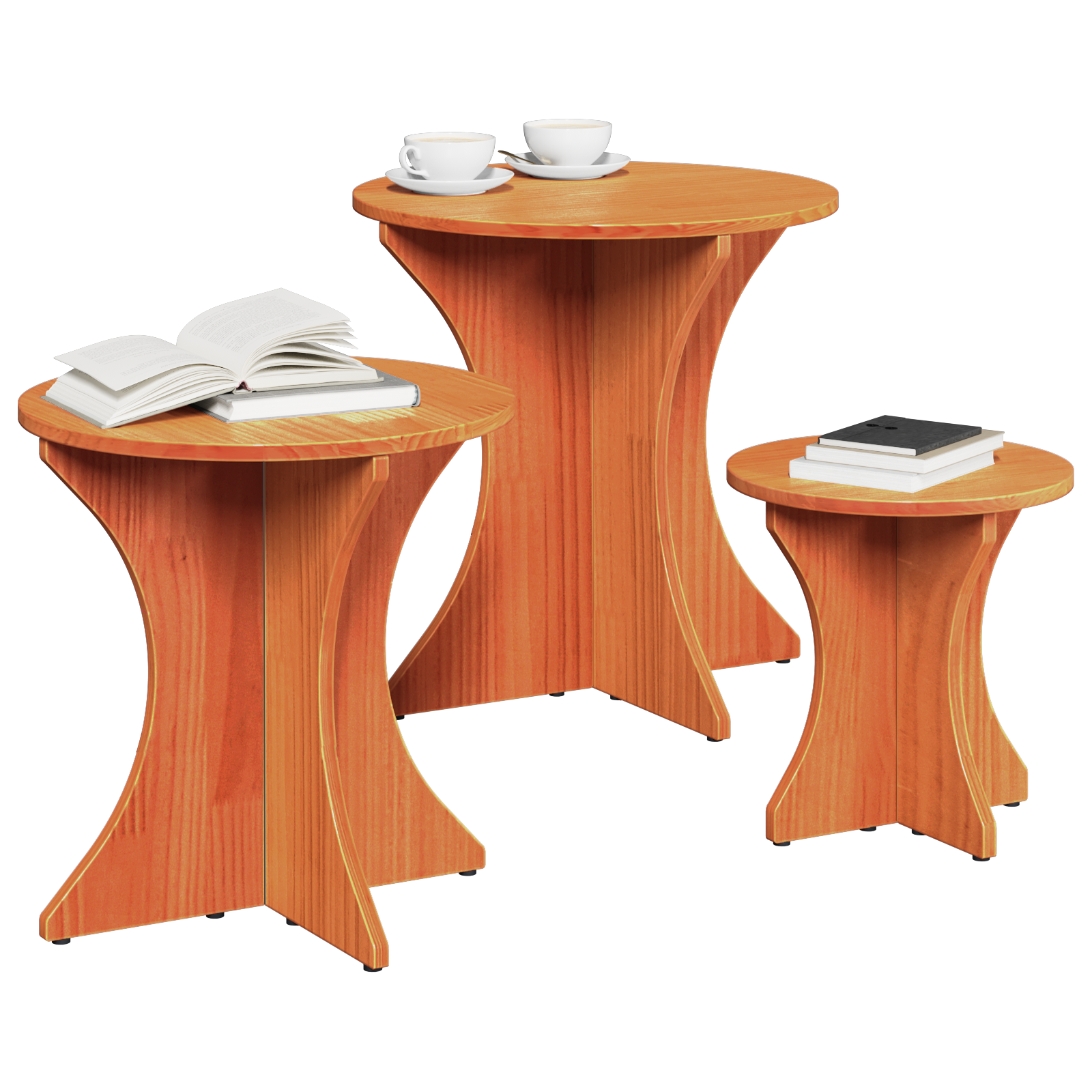 Комплект кафе маса 3 pcs Восъчнокафяв 46 x 46 x 47 см - Image 3