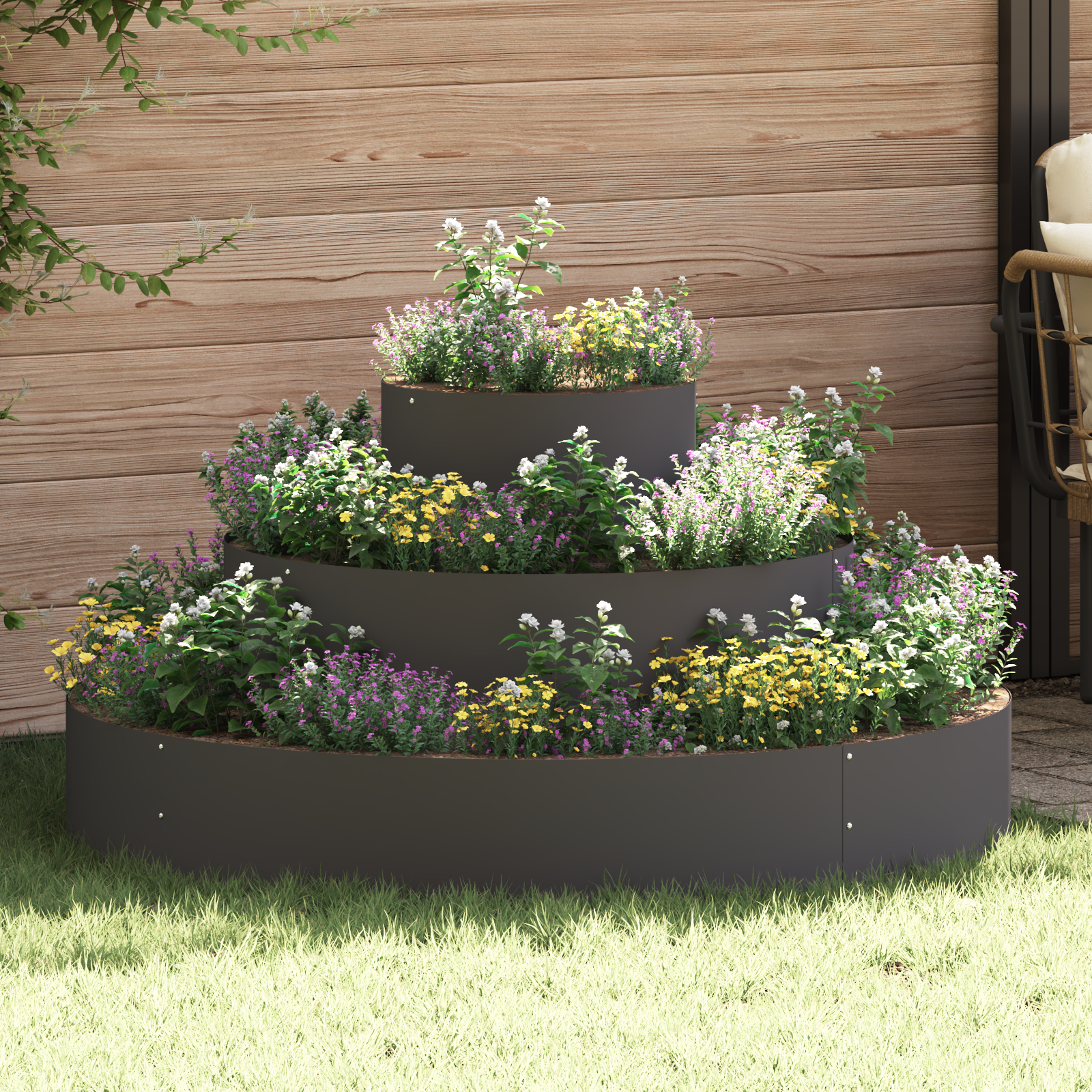 Metalen Plantenbak Staal/Zwart Staal Groot