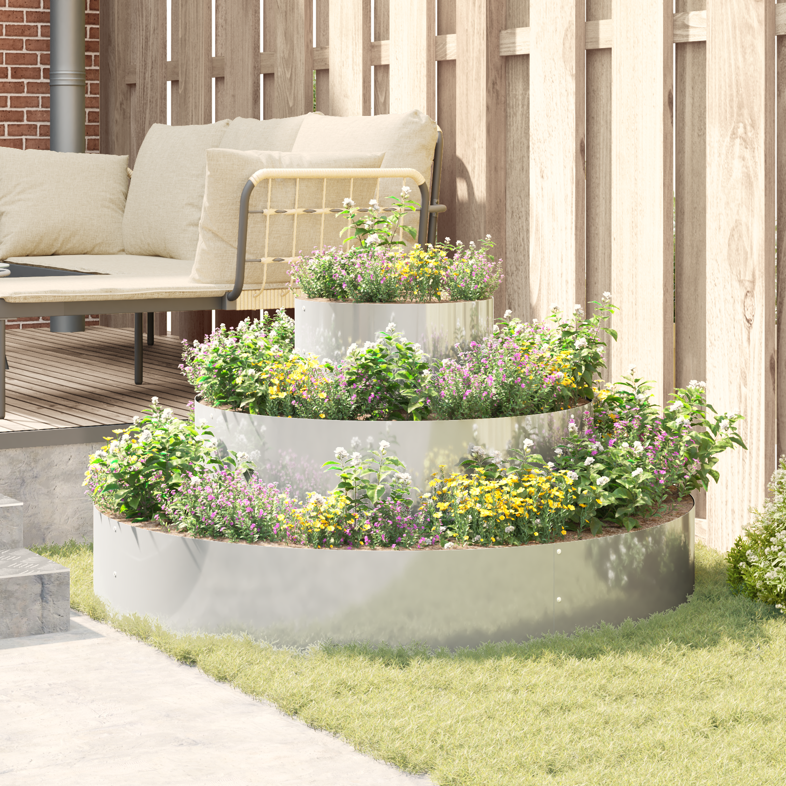 Metal Planter Galvanised steel Ø 120 cm Durable Large Planter - Image 4