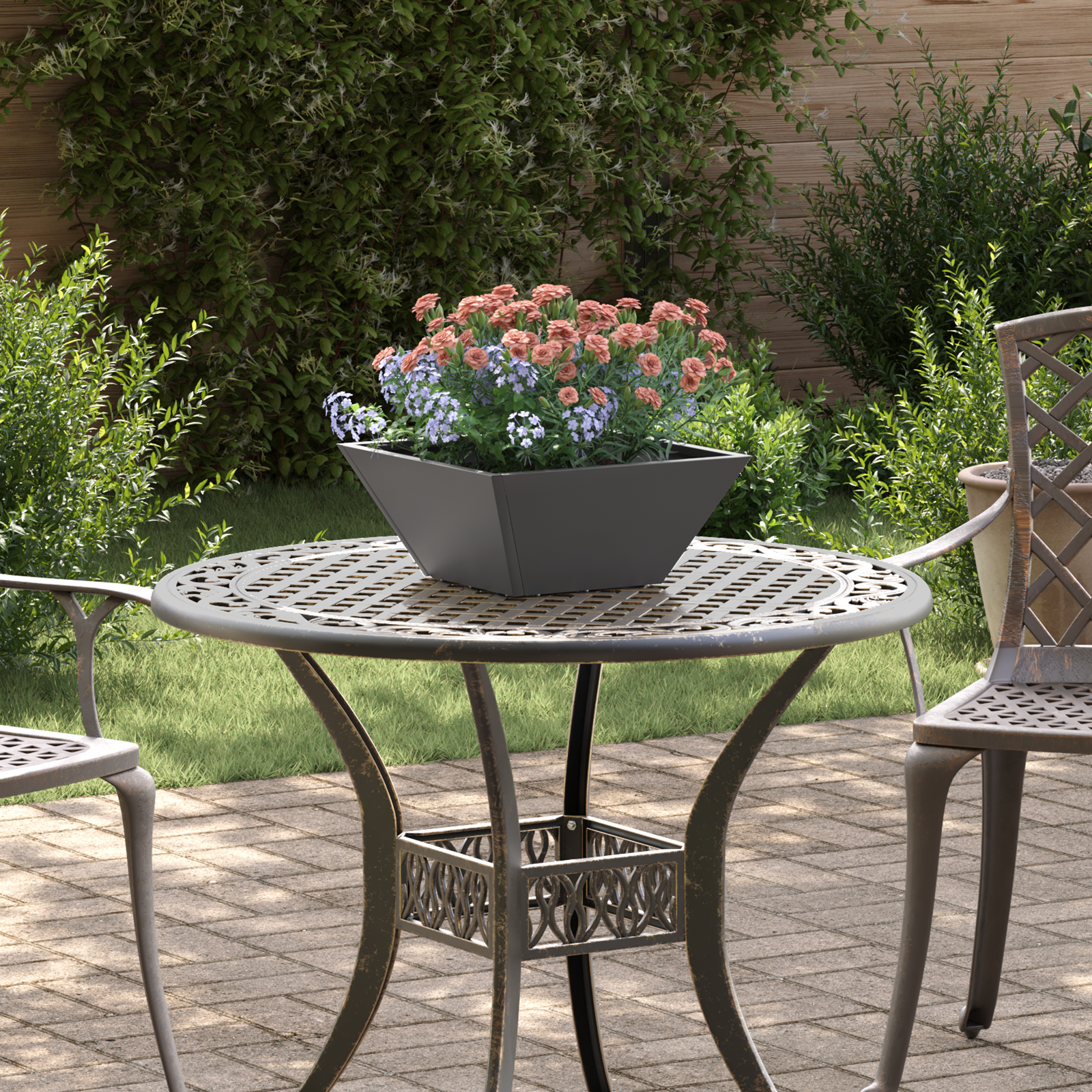 metalen planter zwart metaal 35 x 35 x 15 cm duurzaam vierkant