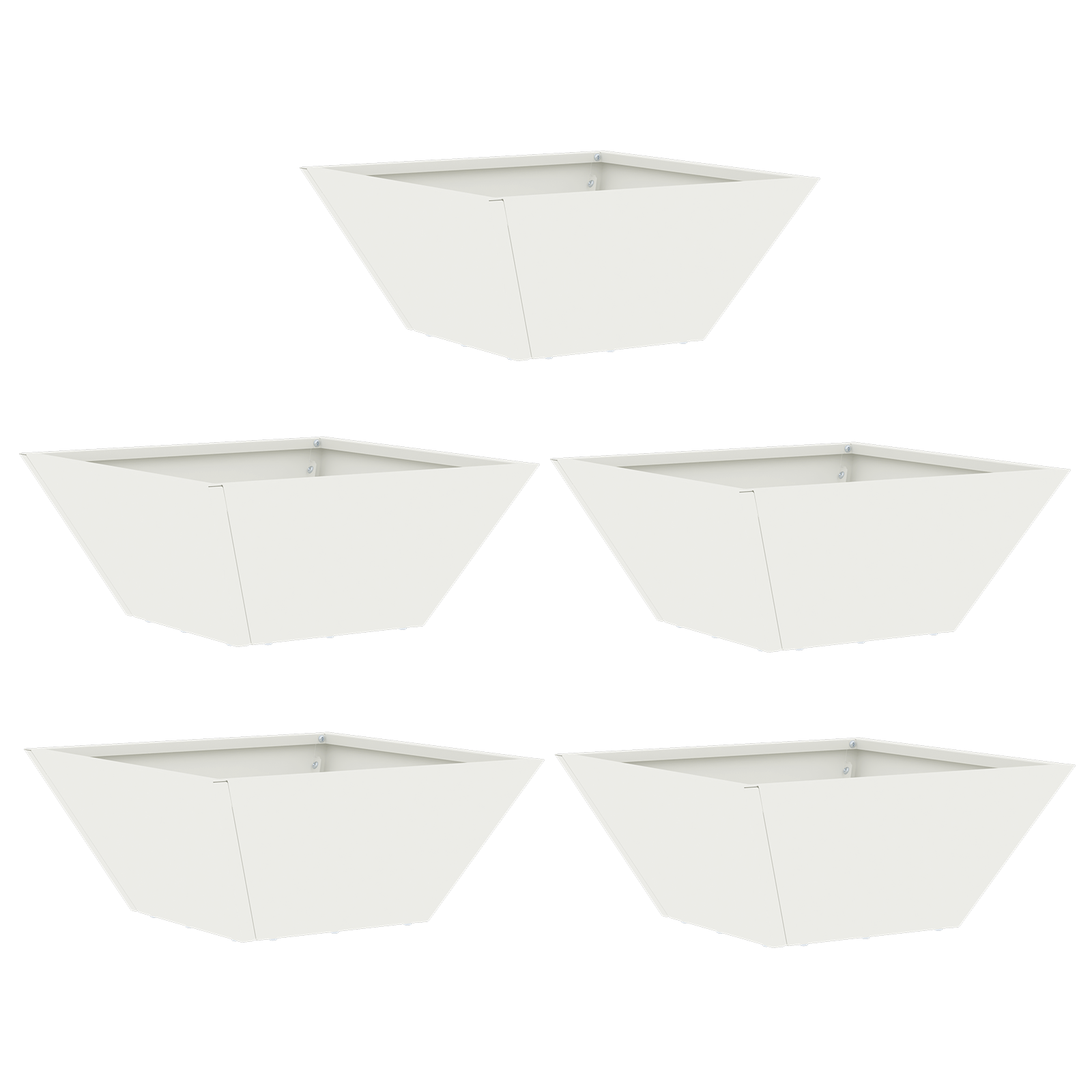  vidaXL Kerti Tál Cserép Készlet, 5 db Fehér, 35x35x15 cm, Acél akciós termékkép 1