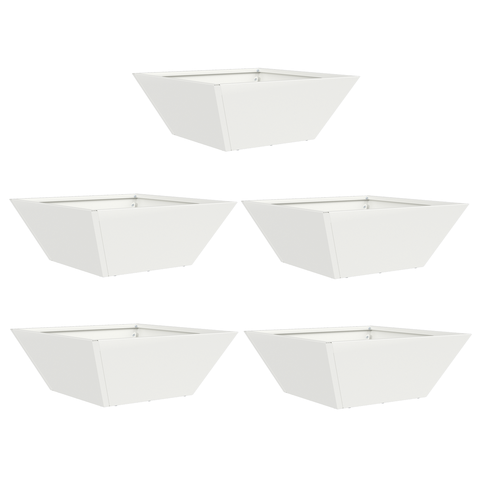  vidaXL Kerti Tálcás Virágcserepek 5 db Fehér 40x40x15 cm Acél akciós termékkép 1