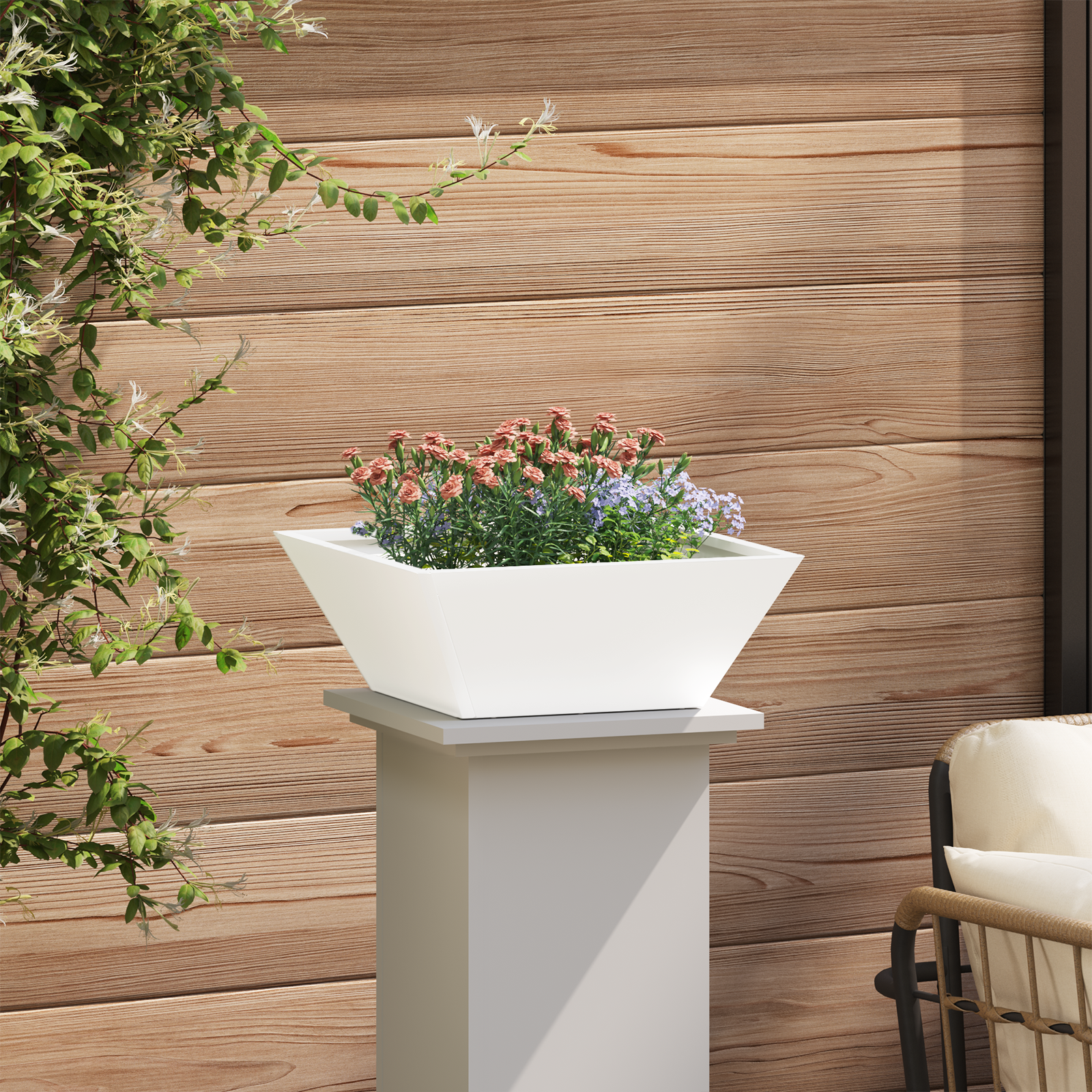 Plastic Planter Set White Plastic 40 x 40 x 15 cm Stackable - Image 4