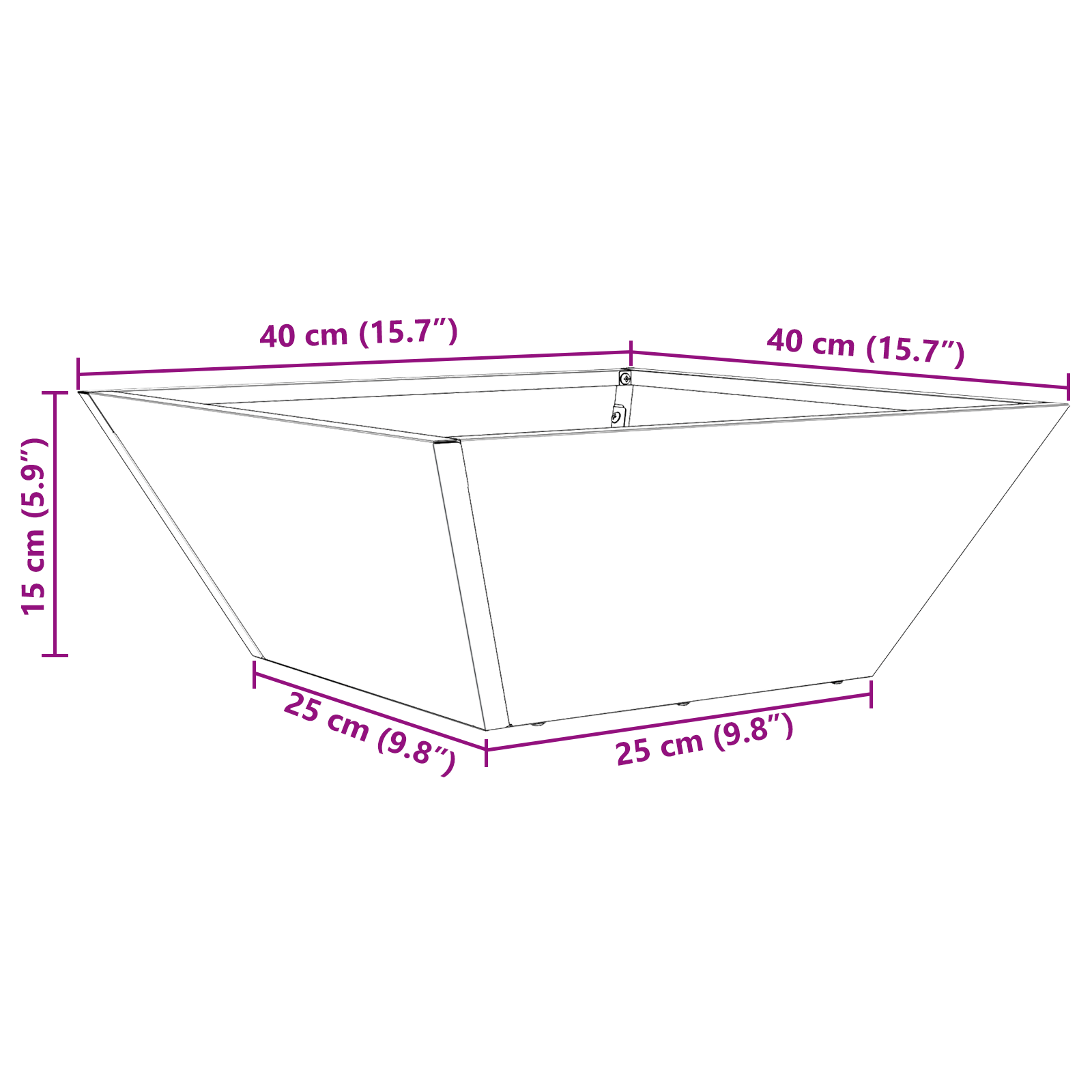 Plantenbak 5 st Zilver 40 x 40 x 15 cm Roestvrij staal