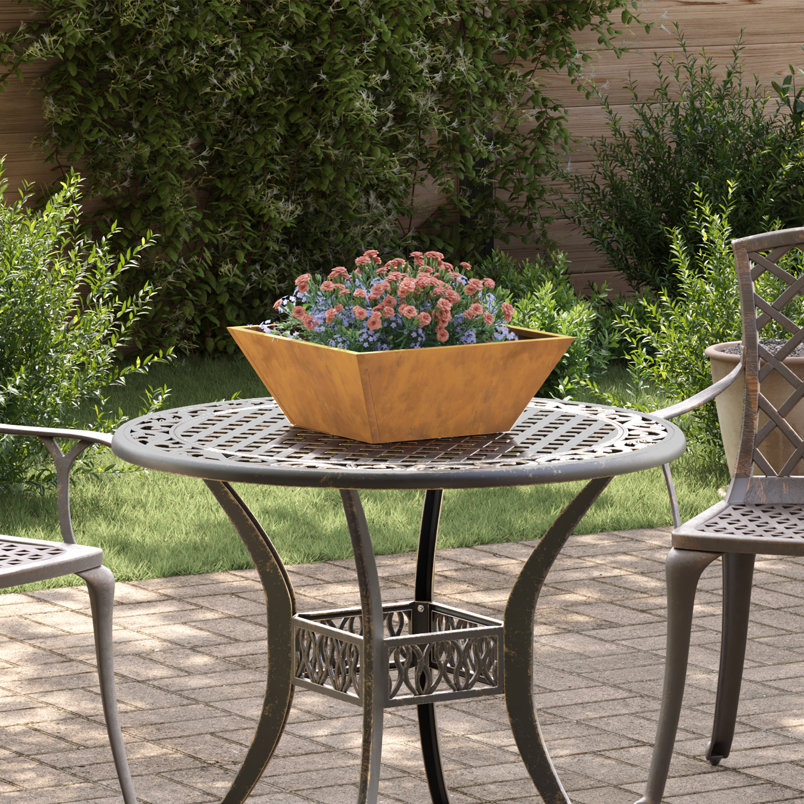 Metal Planters Weathering steel 40 x 40 x 15 cm Decorative Inlays