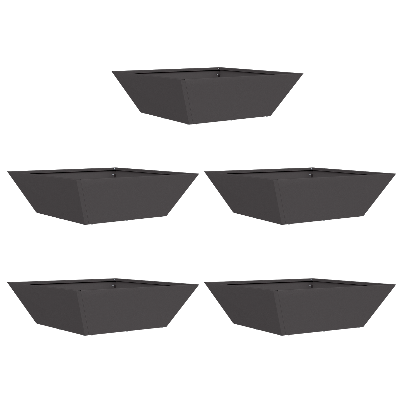 Black Plastic Planter Set 50 x 50 x 15 cm - Image 2