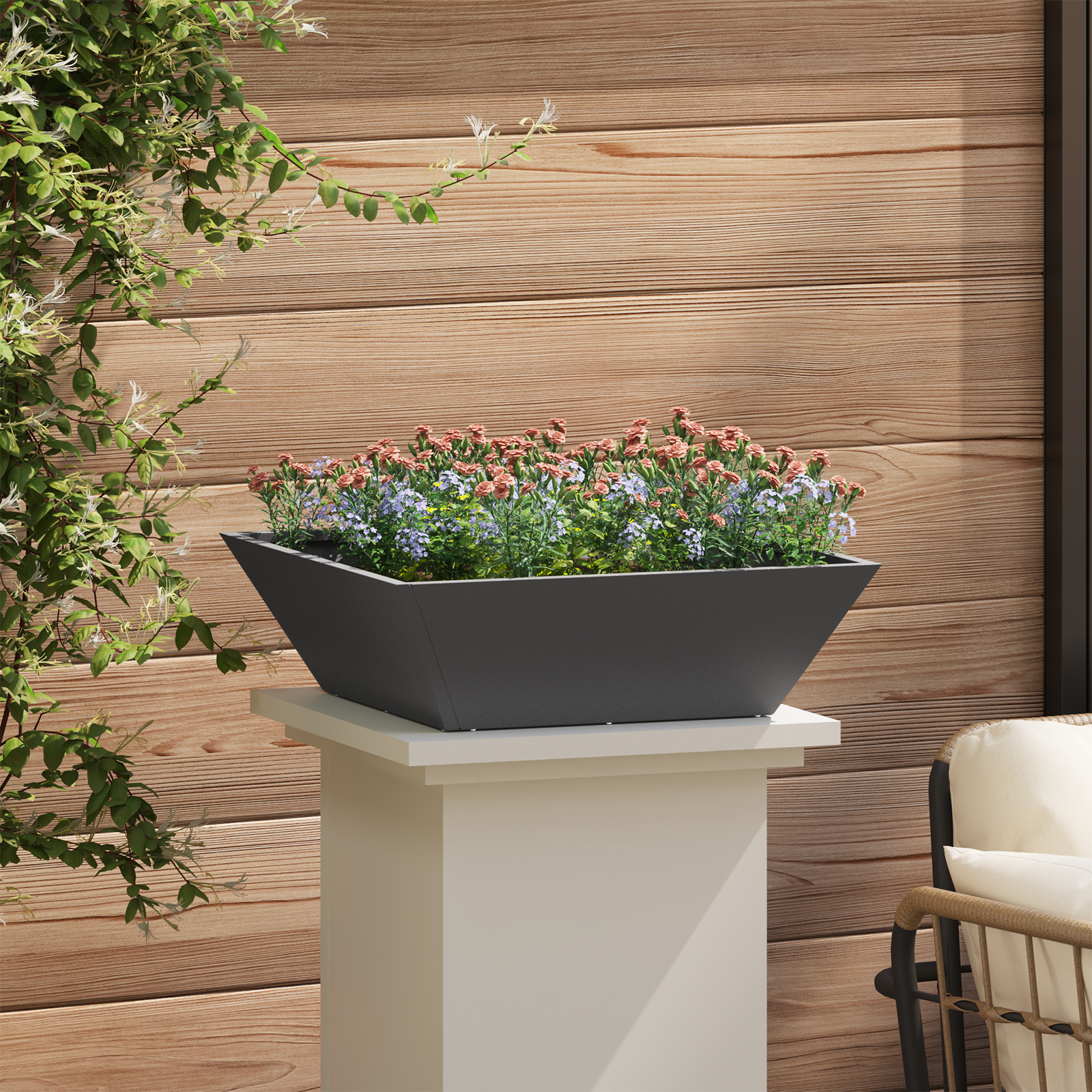 Black Plastic Planter Set 50 x 50 x 15 cm - Image 4