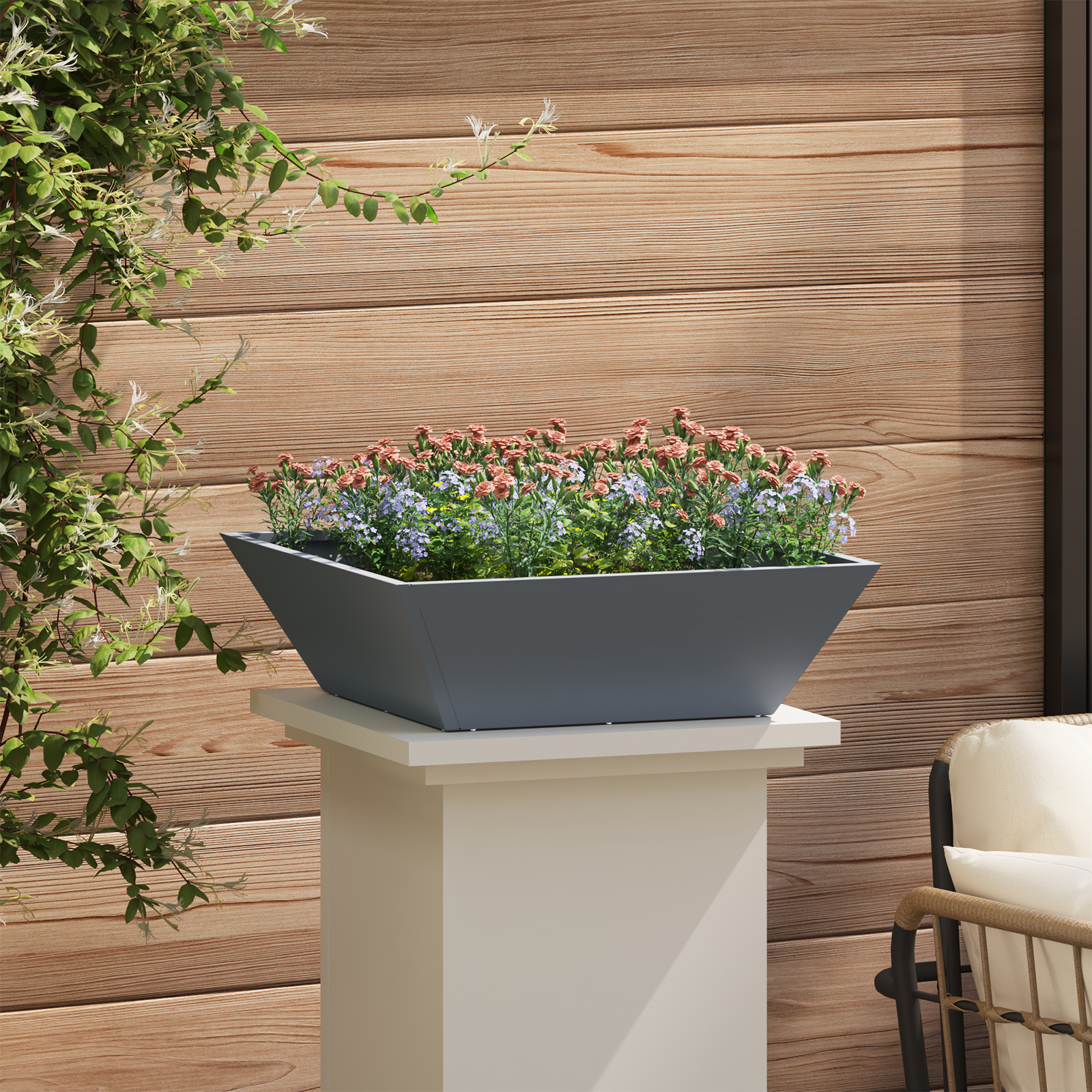 Plastic Planter Set Anthracite Plastic 50 x 50 x 15 cm - Image 4