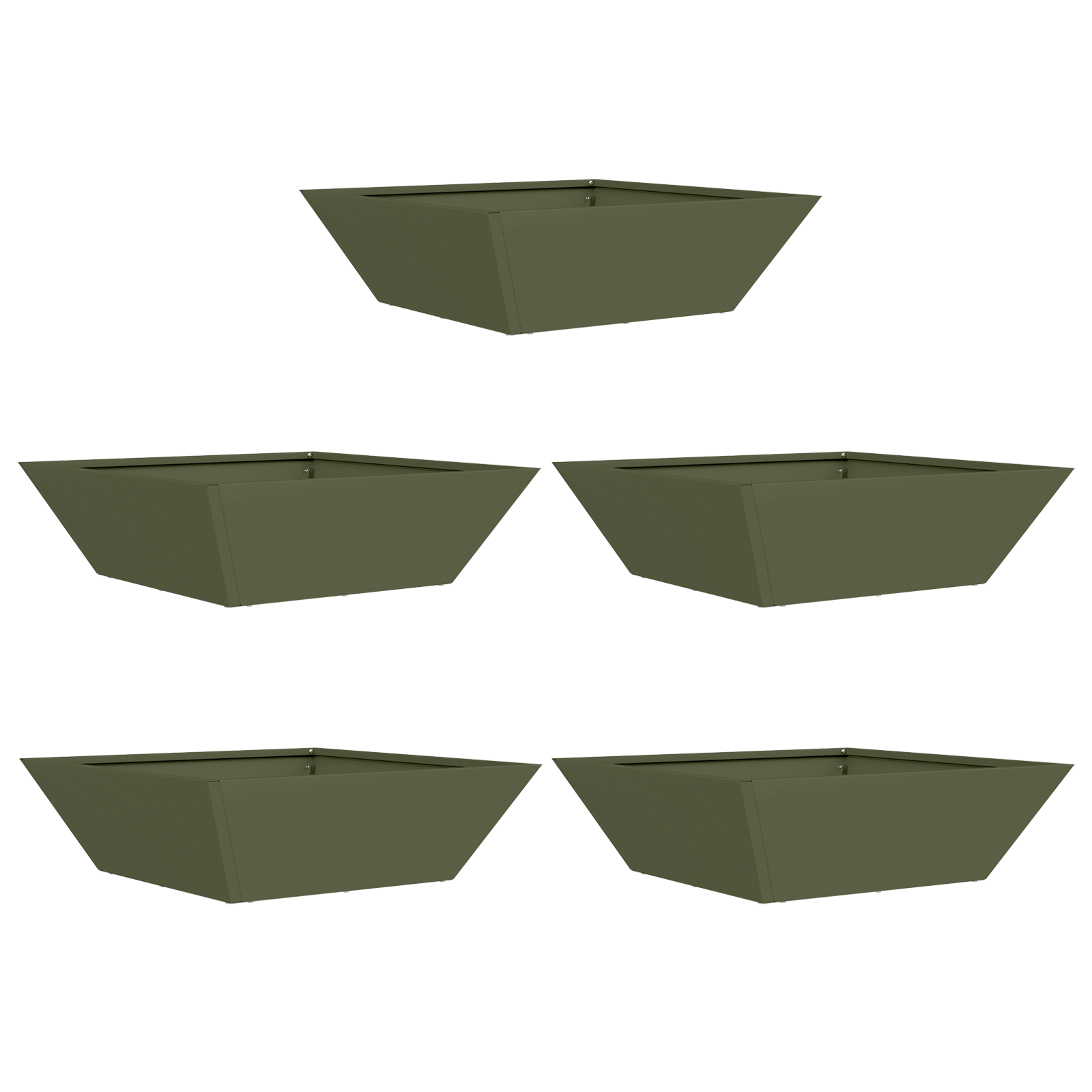 Metal Planter Olive Green Metal 50 x 50 x 15 cm Square Modern - Image 2