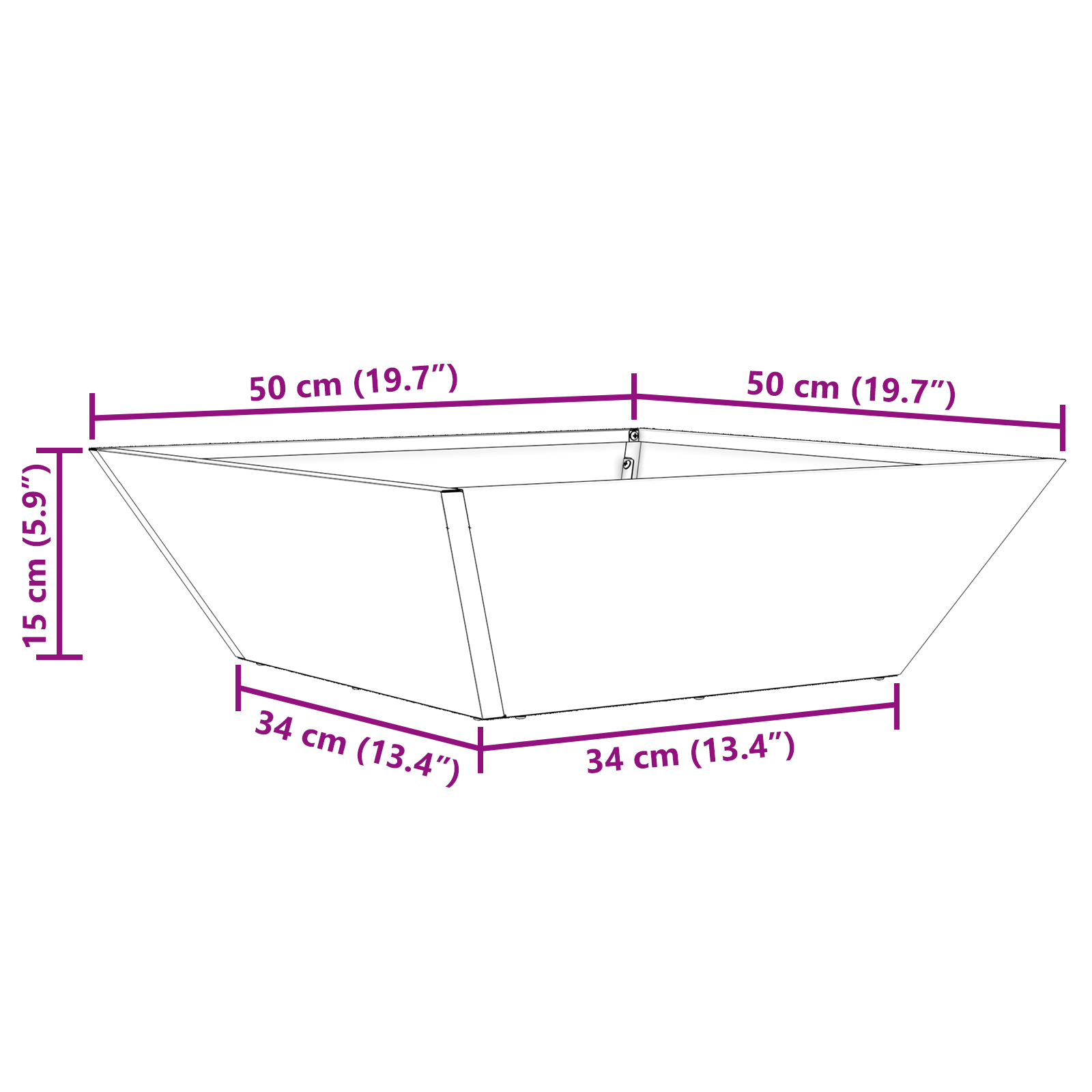 Metal Planter Galvanised steel 50 x 50 x 15 cm Metal Planter - Image 11