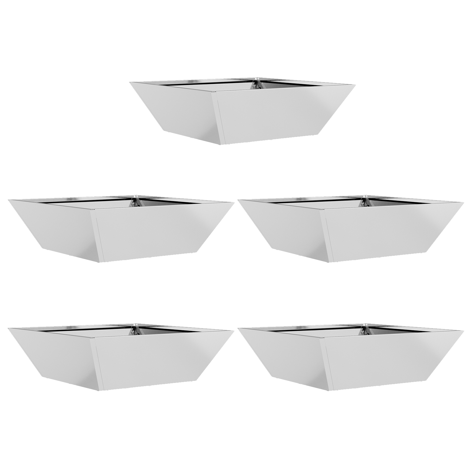  vidaXL Kerti Tál Cserép - 5 db, 50x50x15 cm, Horganyzott Acél akciós termékkép 1