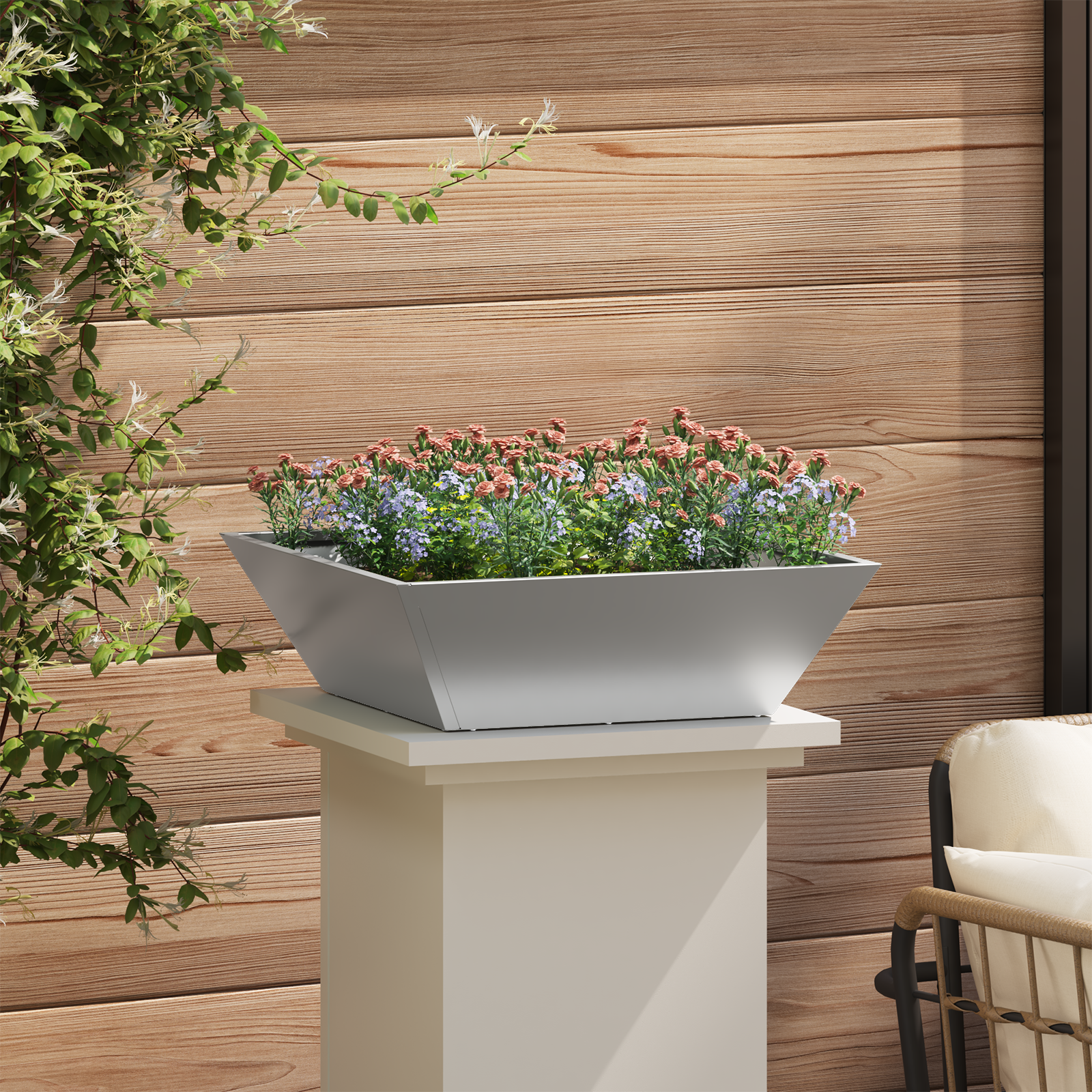 Steel Planter Galvanised steel 50 x 50 x 15 cm Durable - Image 4
