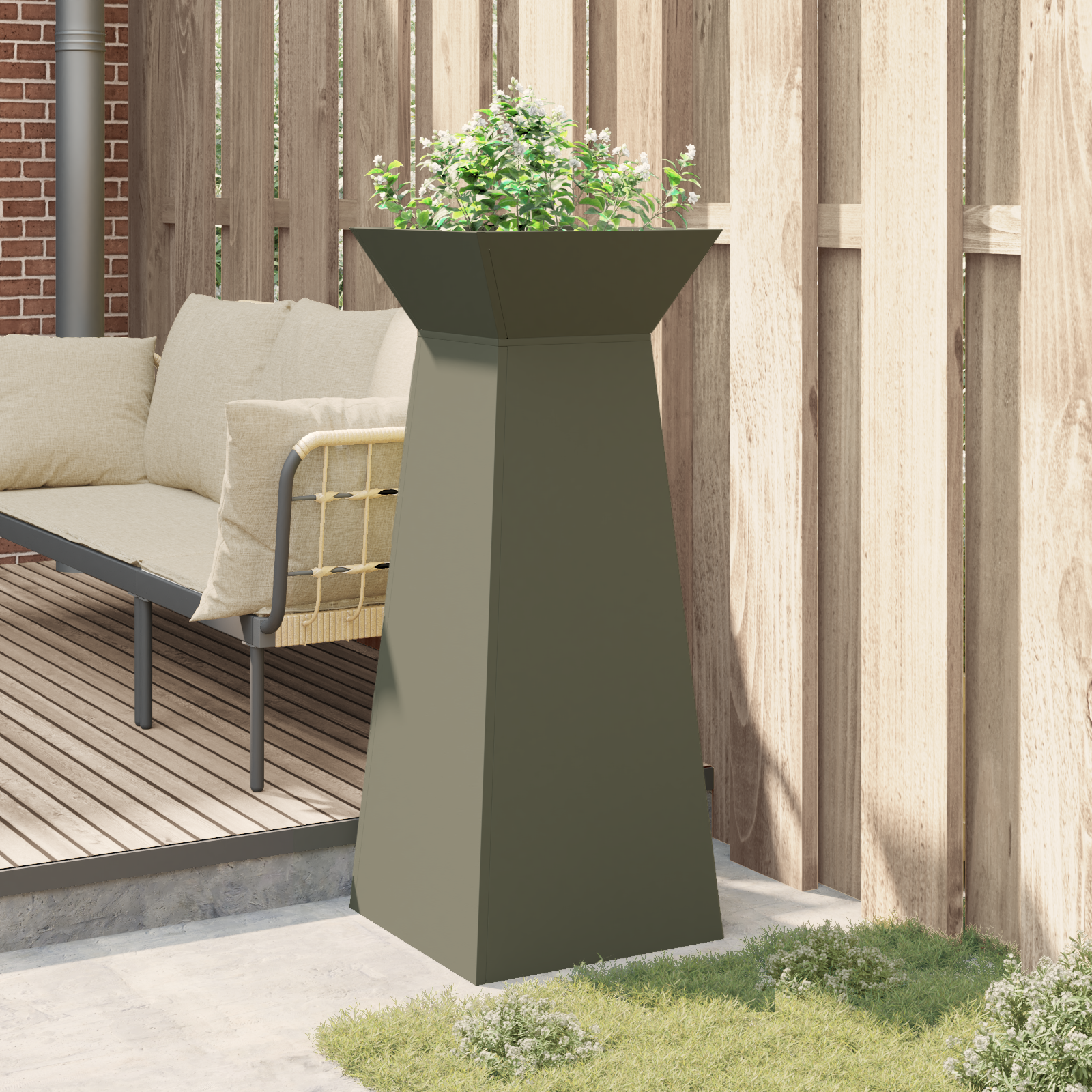 Planter Stand Olive green Metal 40 x 40 x 101 cm Planters - Image 4