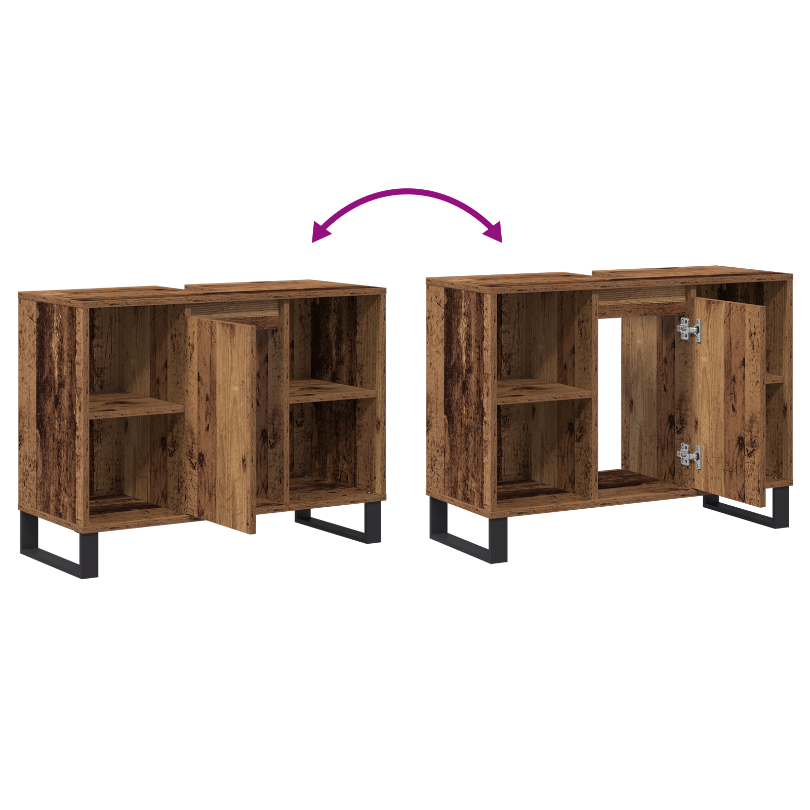 Bathroom Vanity Unit Old Wood Particle board Medium - Image 10