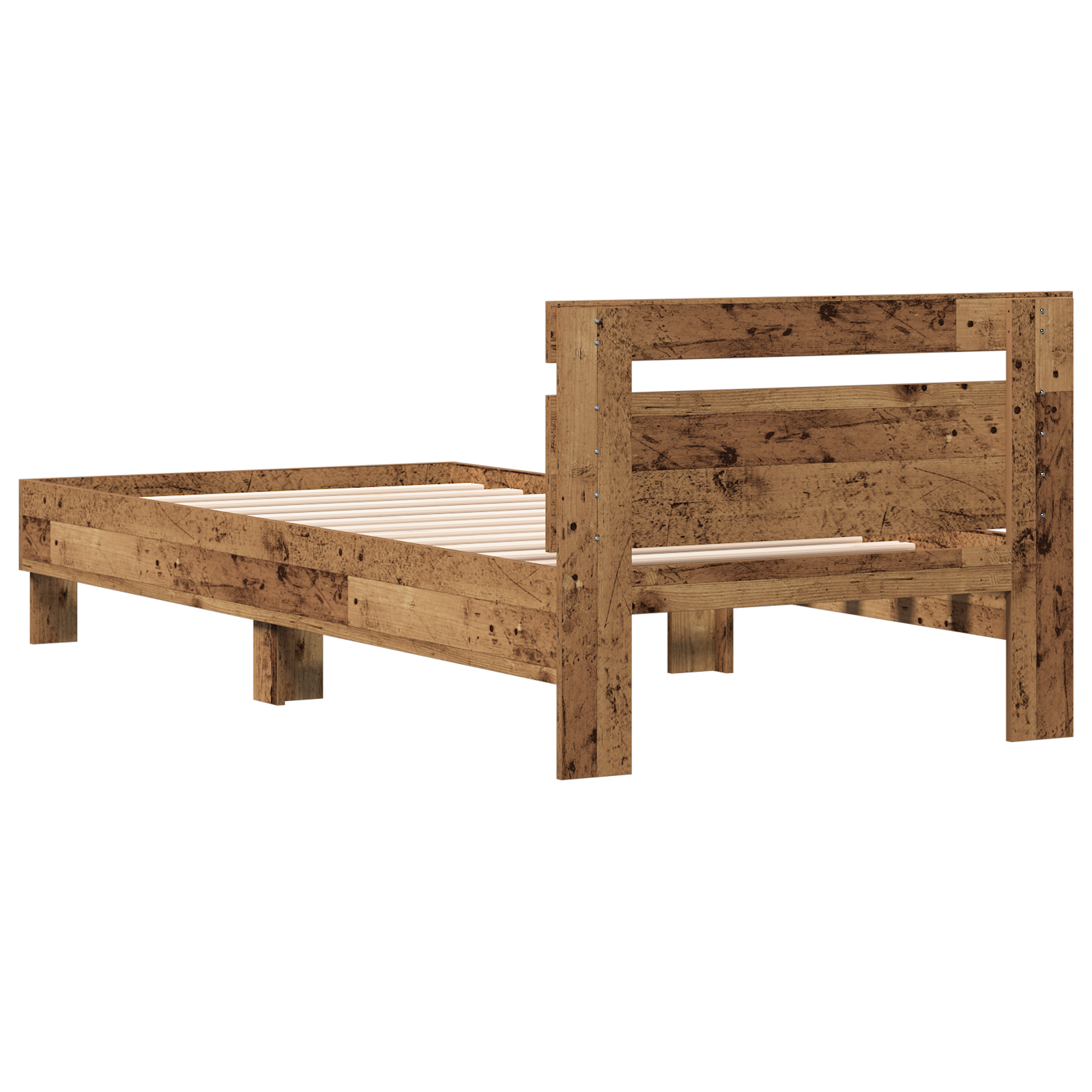 Old Wood Single Bed Solid Wood Single Durable Rustic Minimalist - Image 8