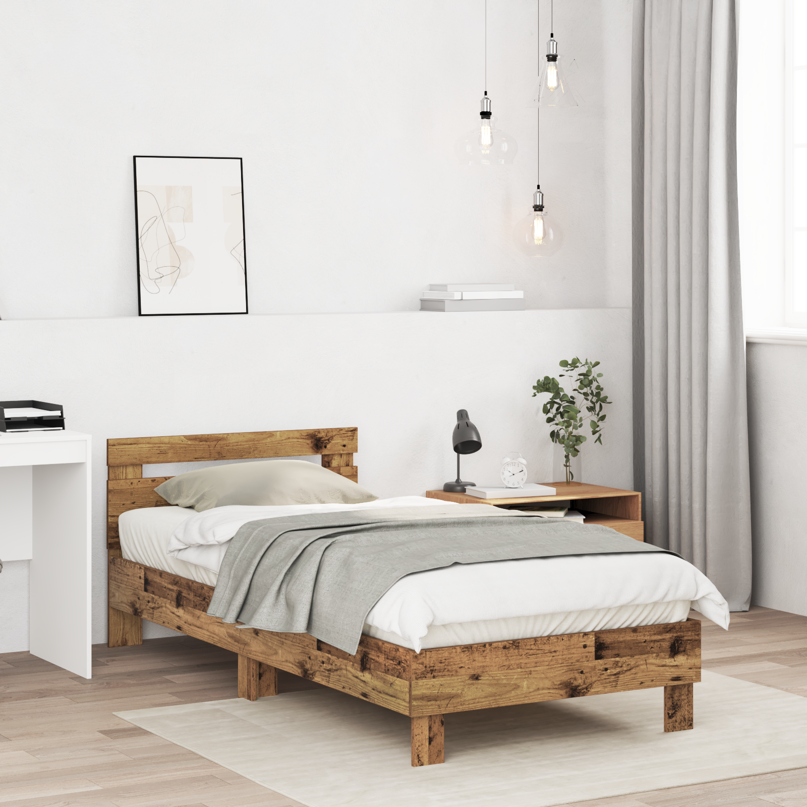 Old Wood Single Bed Solid Wood Single Durable Rustic Minimalist - Image 5