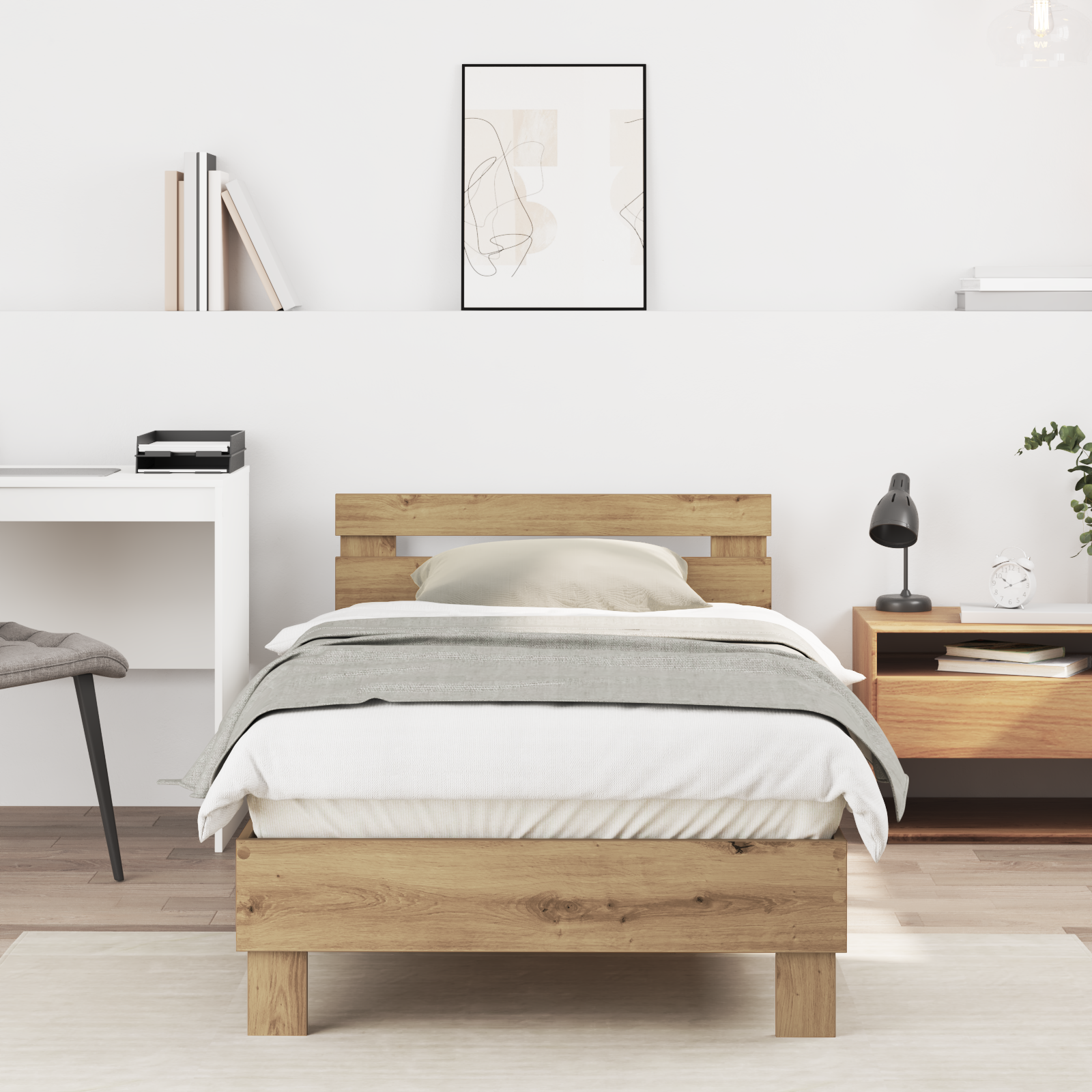 Bedframe Ambachtelijk Eiken Massief Eikenhout 90 x 200 cm