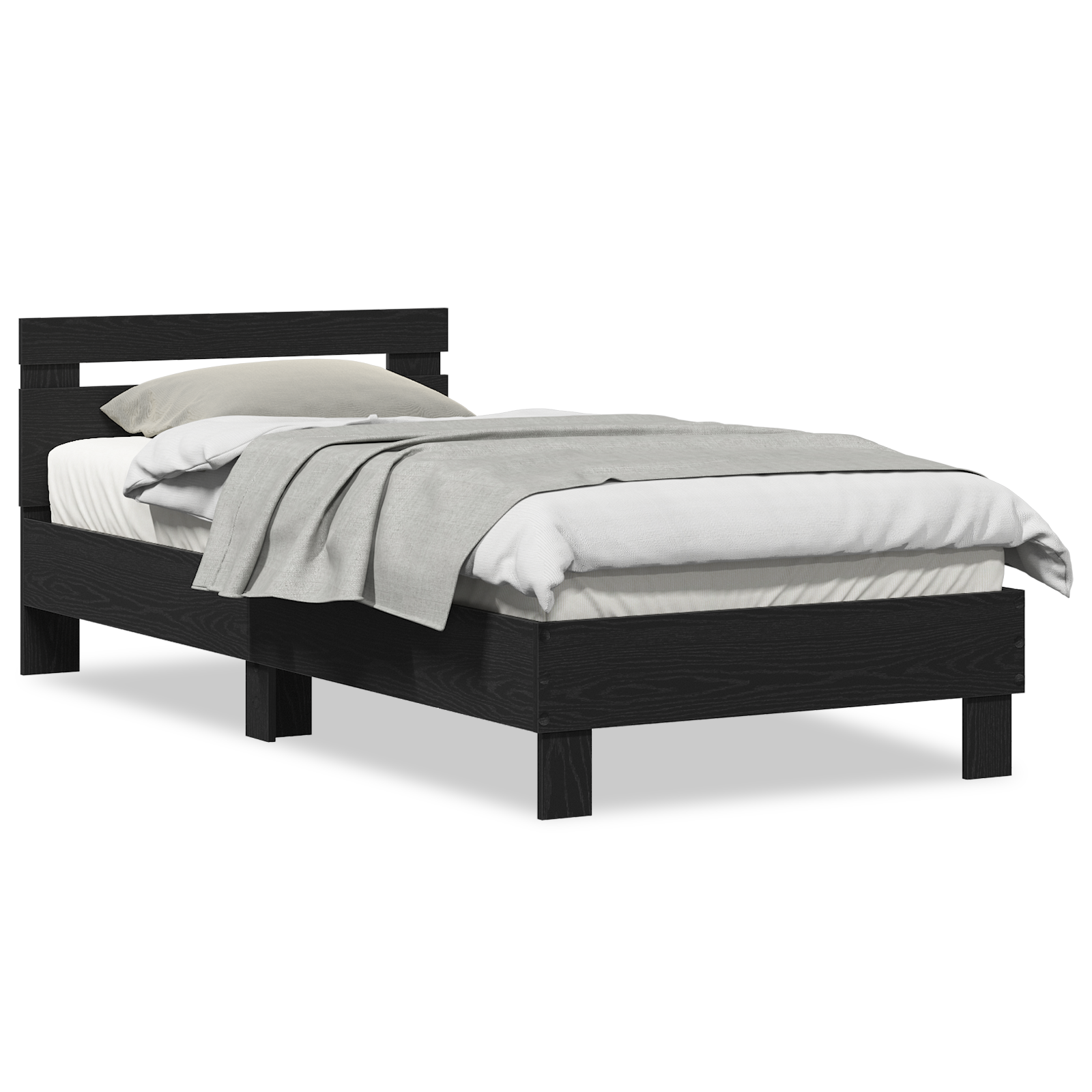 Black Oak Bed Frame Black Oak Engineered wood 90 x 200 cm - Image 4
