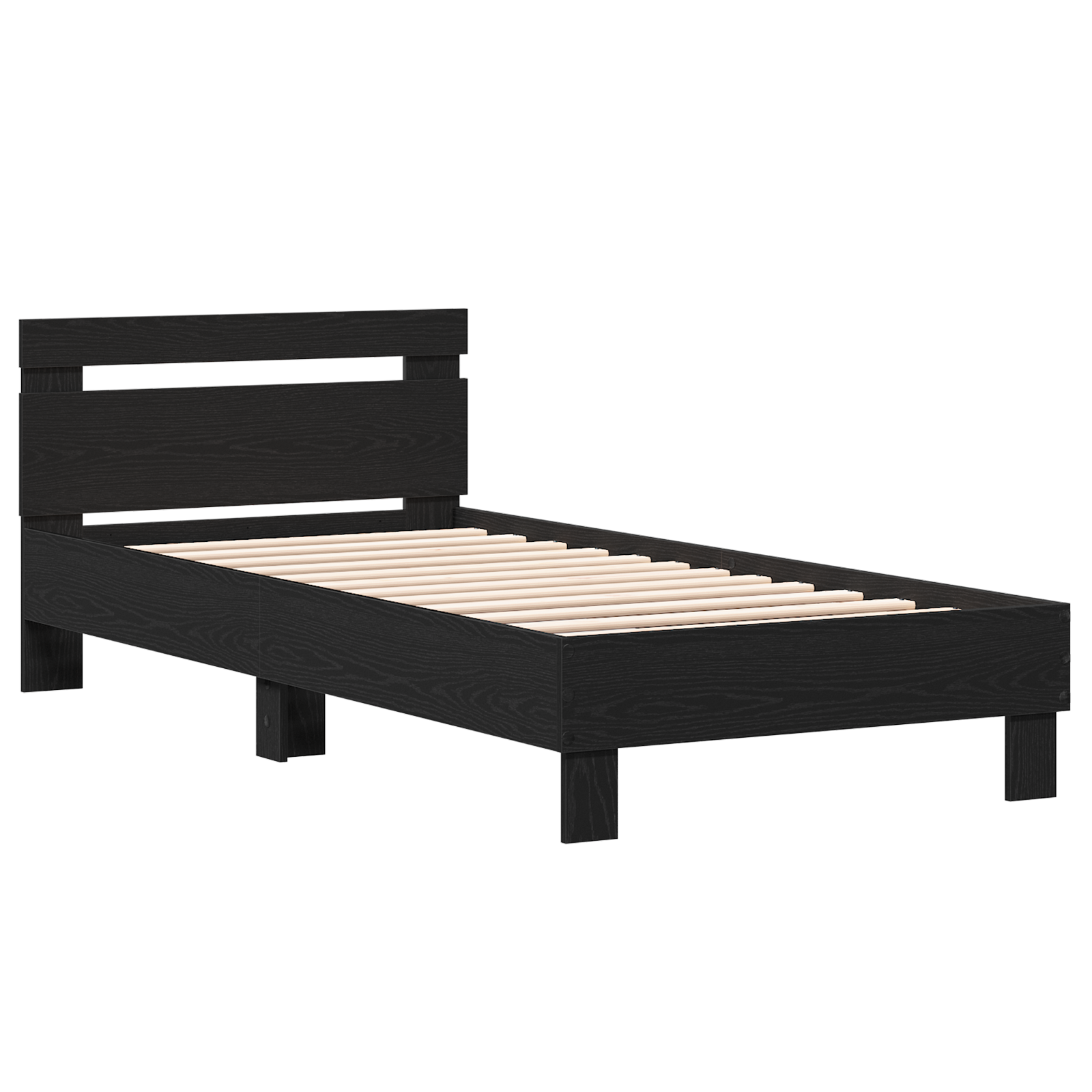 Black Oak Bed Frame Black Oak Engineered wood 90 x 200 cm - Image 3