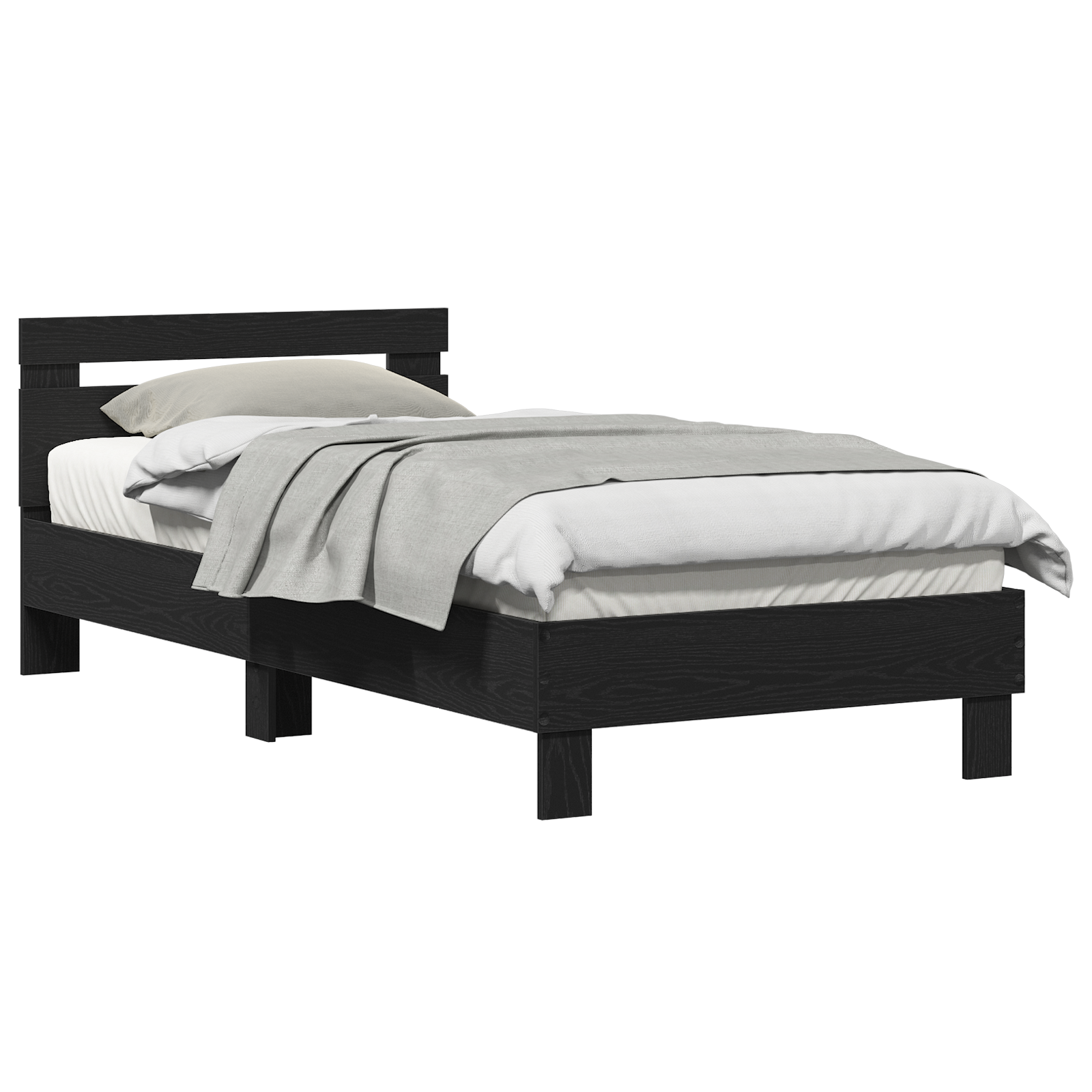 Black Oak Bed Frame Black Oak Engineered wood 90 x 200 cm - Image 2