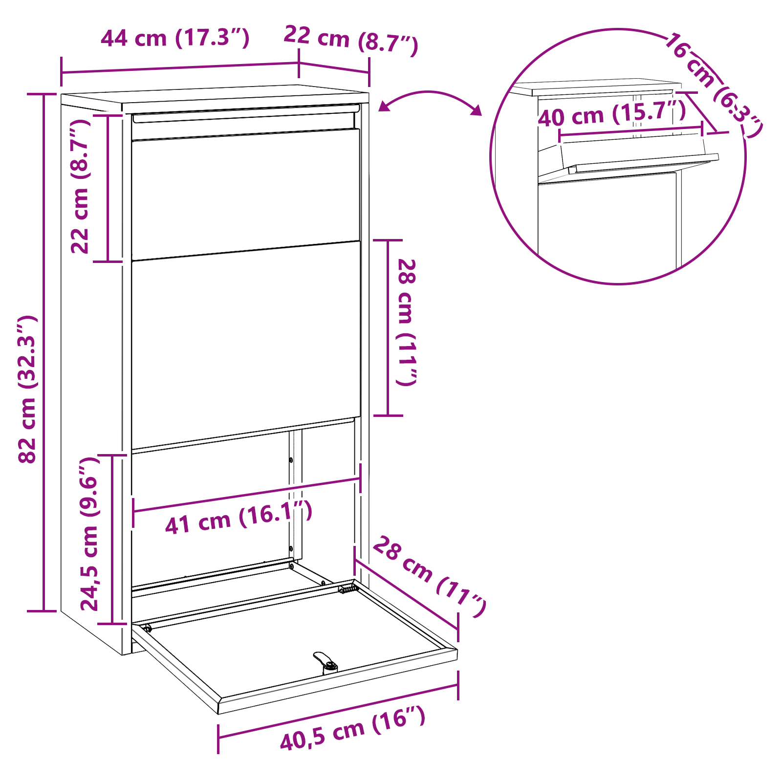 Parcel Drop Box White 44x22x82 cm Steel - Image 11