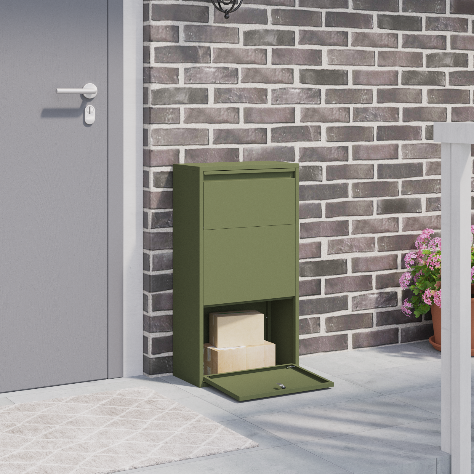 Pakket Drop Box Olijfgroen 44x22x82 cm Staal