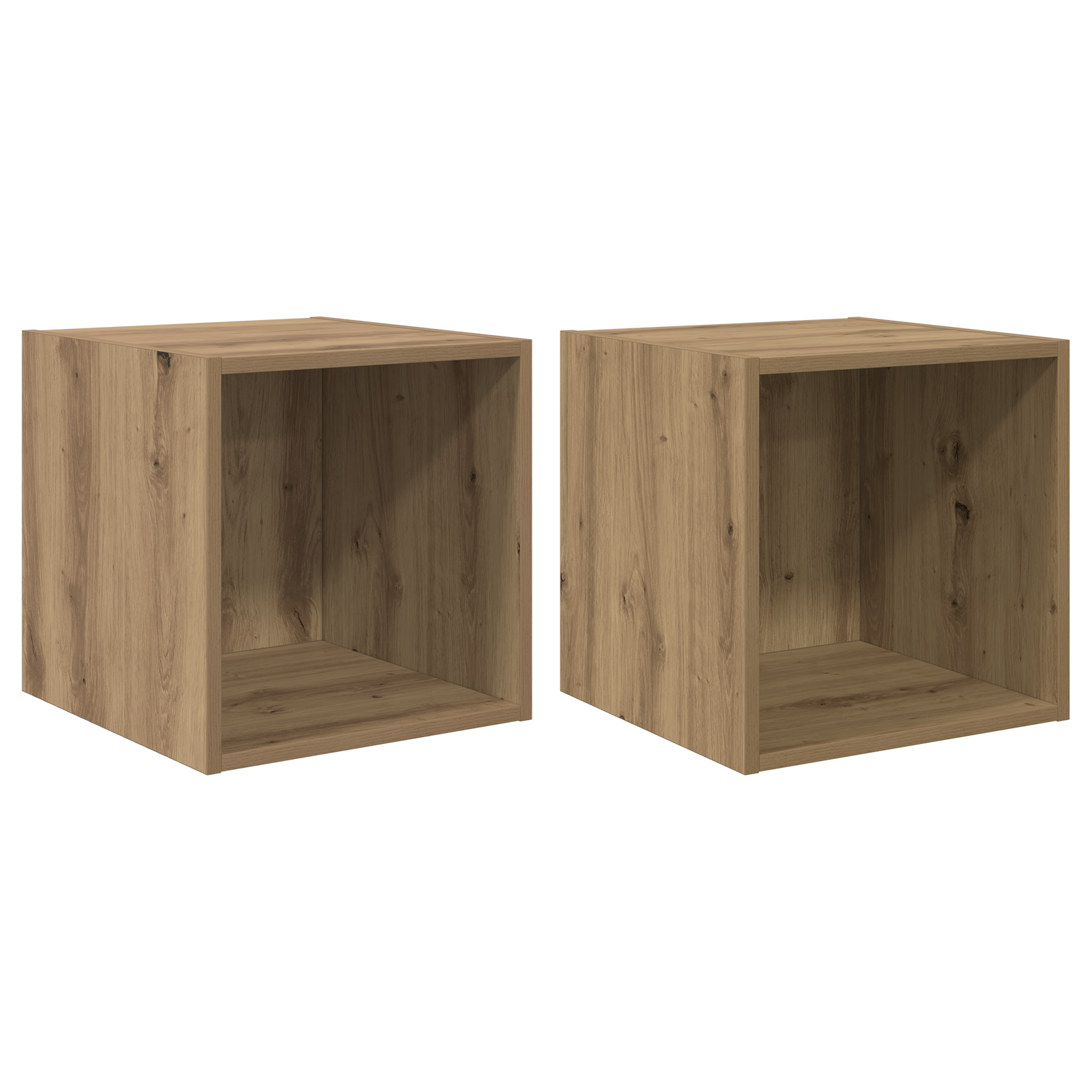  vidaXL Fali Szekrények - 2 db Tömör Tölgy, 37 x 37 x 37 cm Műanyag akciós termékkép 1