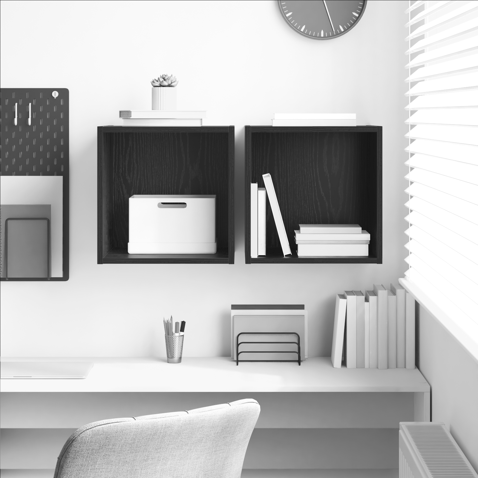 Wall Cabinets 2 pcs Black Oak 37x37x37 cm Engineered Wood