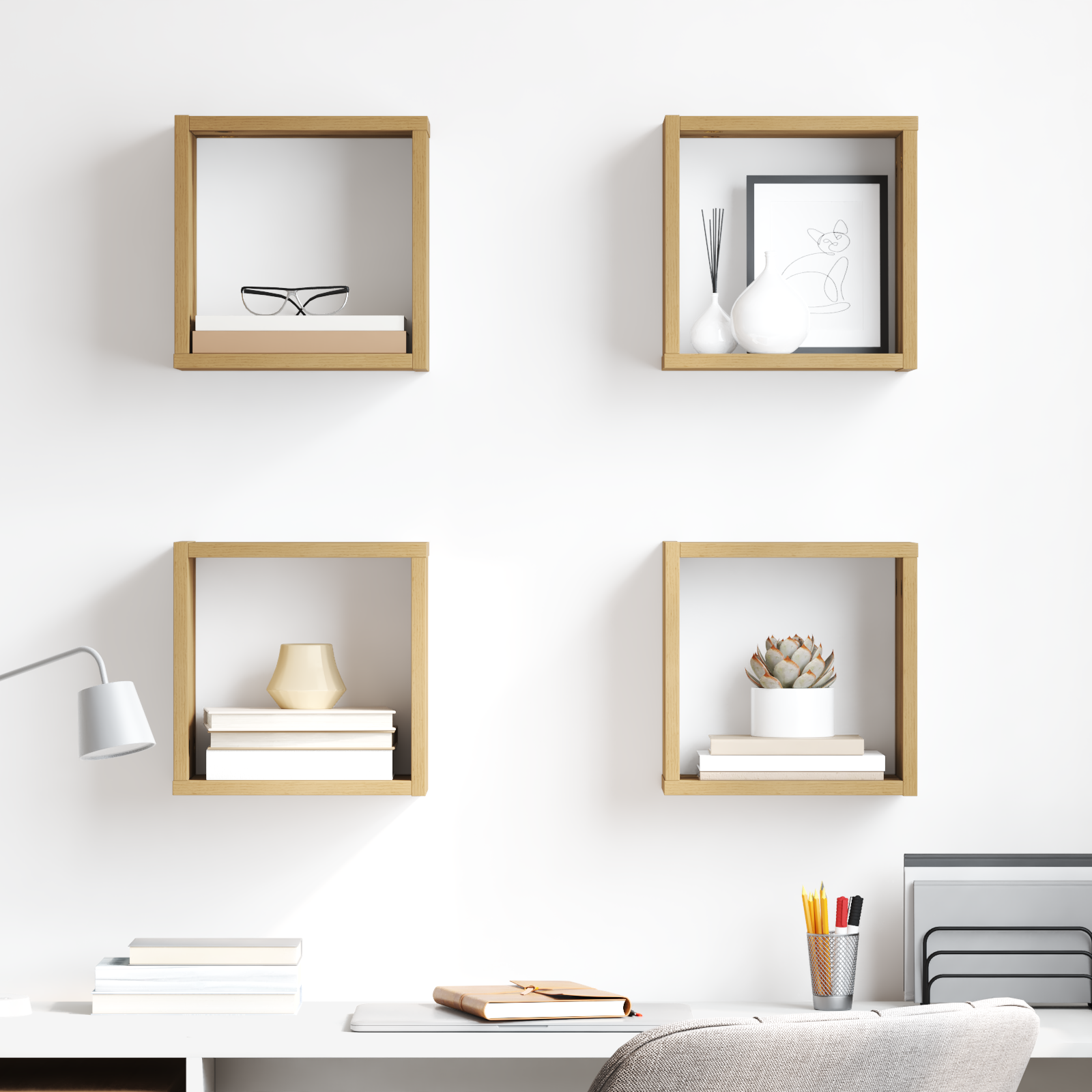 Wall Shelves Artisan oak MDF with veneer 26 x 15 x 26 cm - Image 4