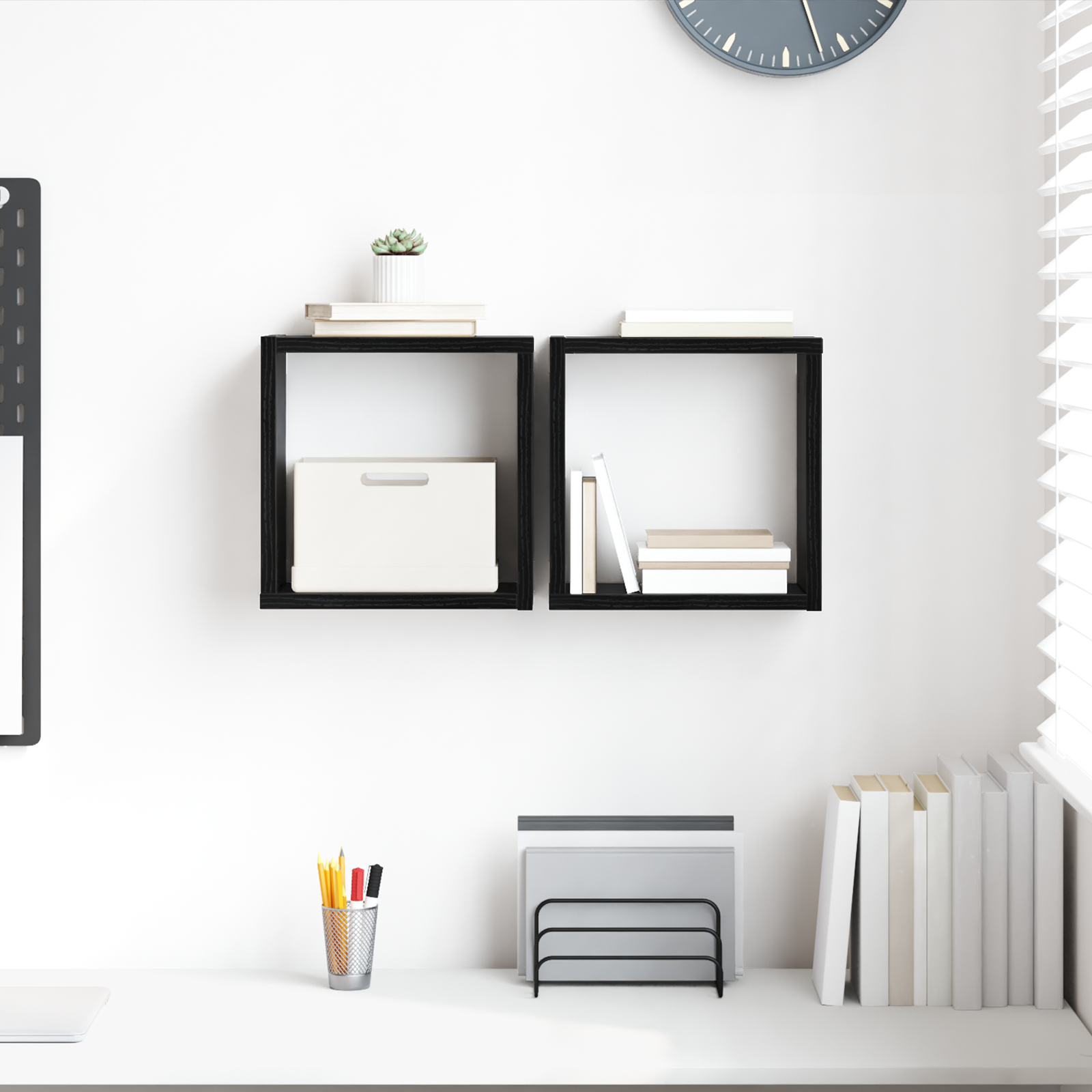 Thumbnail - vidaXL Wandregale Schwarz-Eiche MDF 26 x 15 x 26 cm Wandregale