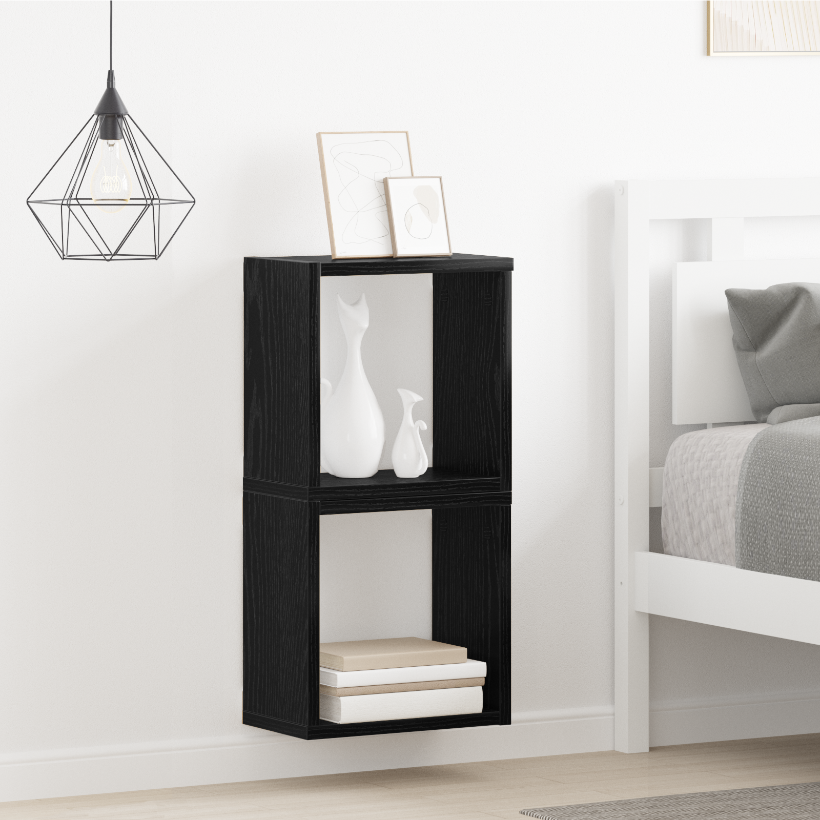 Wall Shelves Black Oak MDF 26 x 15 x 26 cm Wall Shelves Square - Image 4