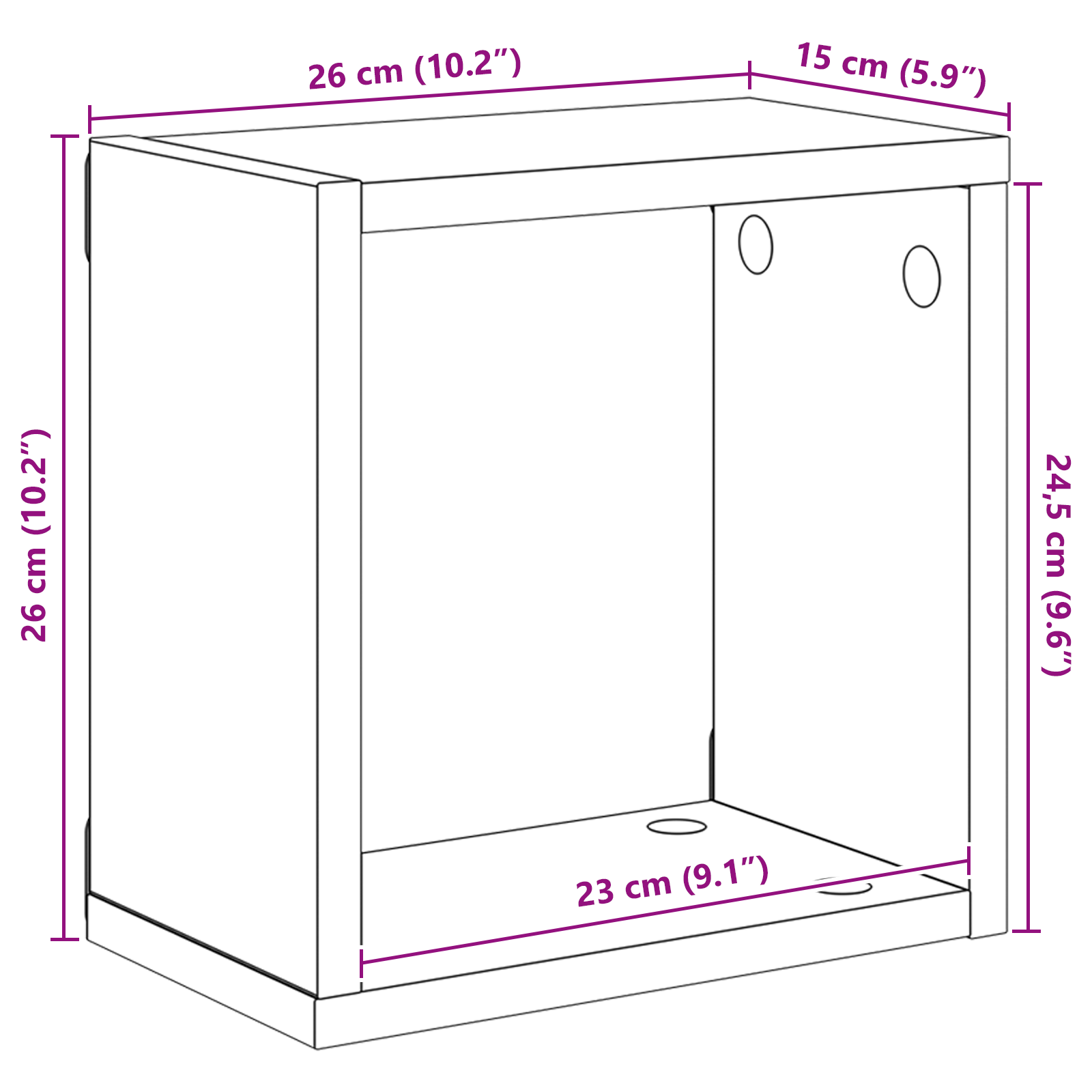 Wall Shelves Black Oak MDF 26 x 15 x 26 cm Wall Shelves Square - Image 11