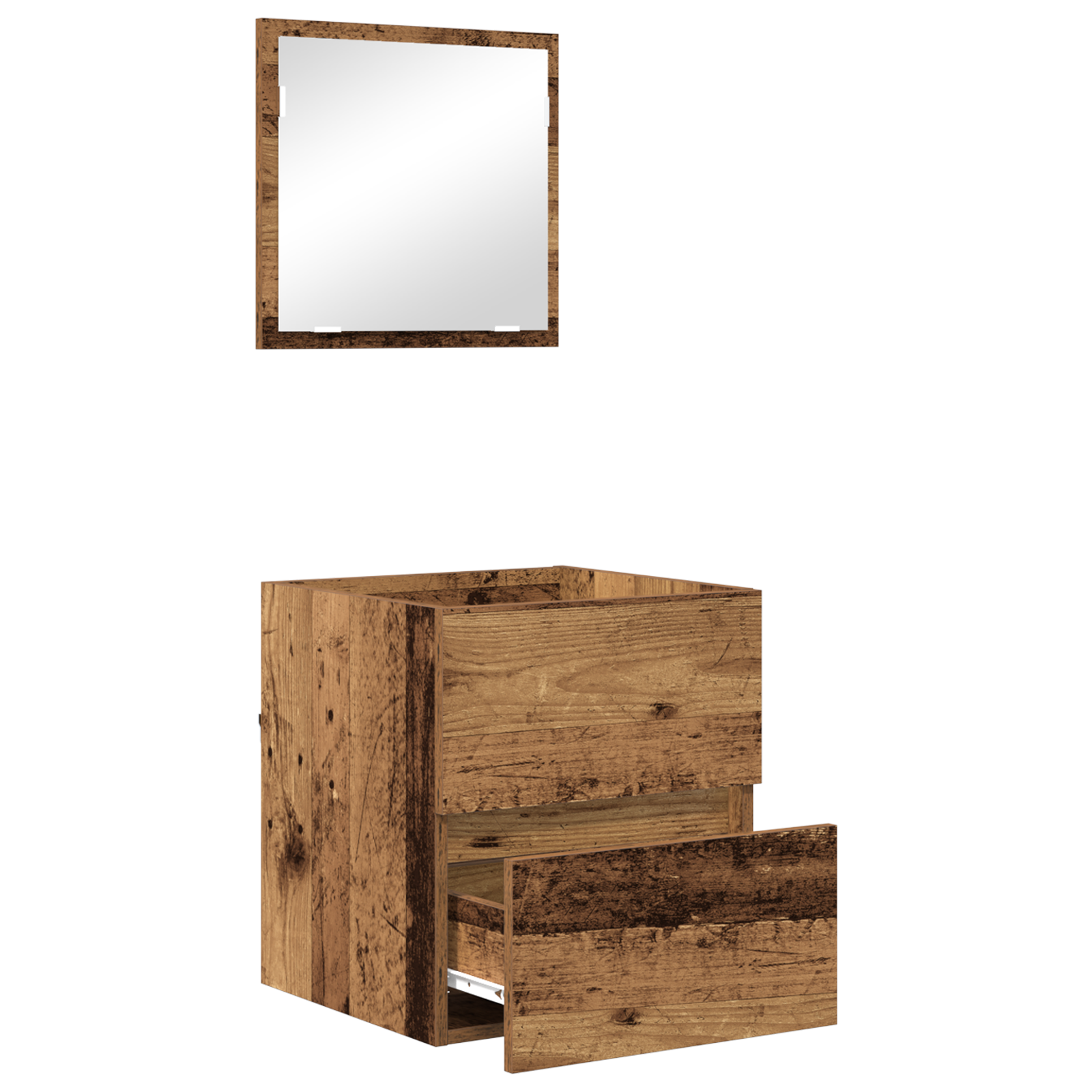 Bathroom Storage Cabinet Old Wood MDF with Wood Veneer Medium - Image 5