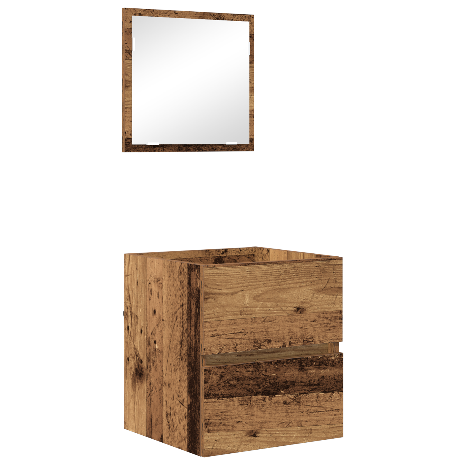 Bathroom Storage Cabinet Old Wood MDF with Wood Veneer Medium - Image 2